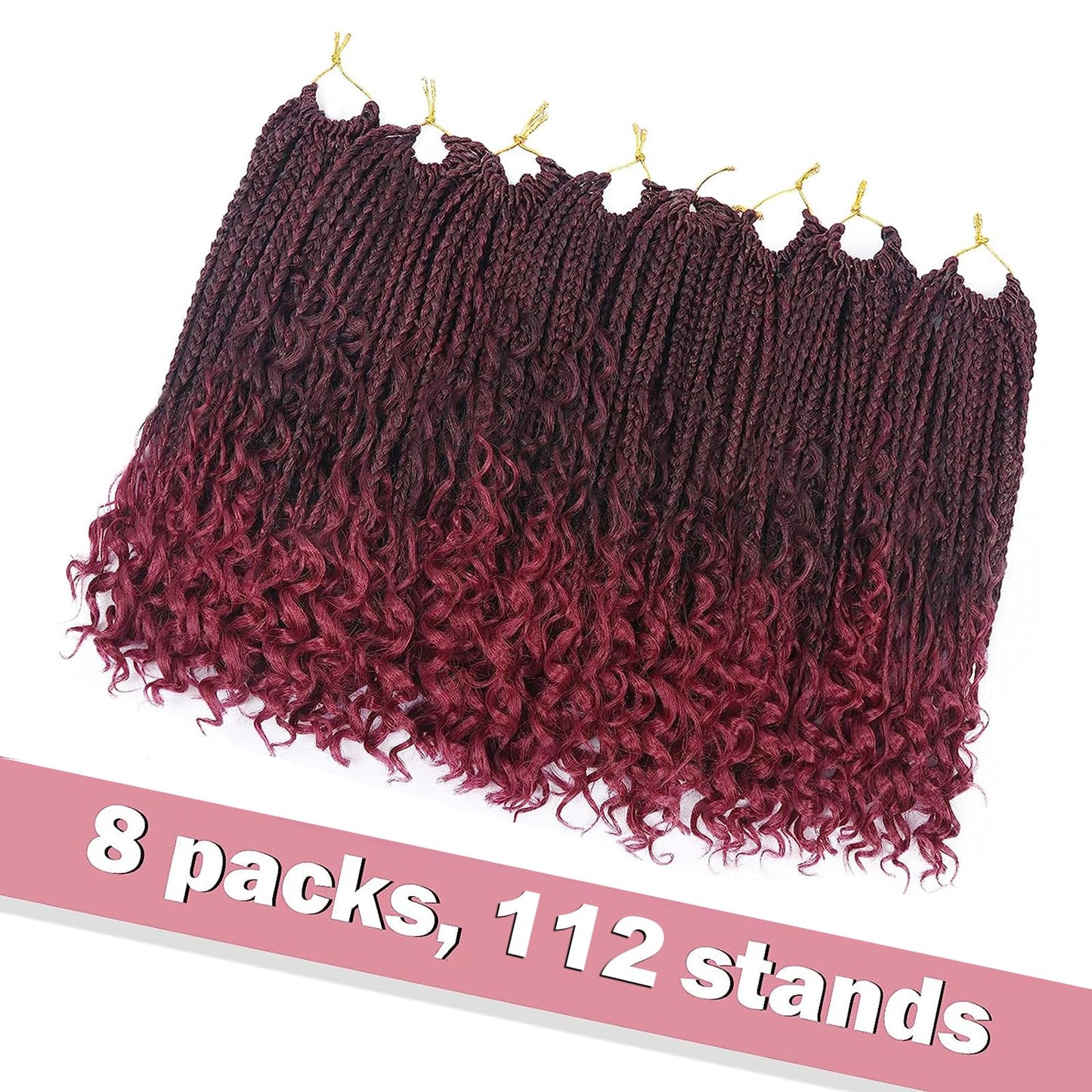 Goddess Box Braids Crochet Hair With Curly Ends 12 Inch Bohomian Box Braids Crochet Braids 8 Packs 3X Crochet Braids Synthetic Braiding Hair Extension for Black Women (12 Inch (Pack of 8), T1B BUG)…