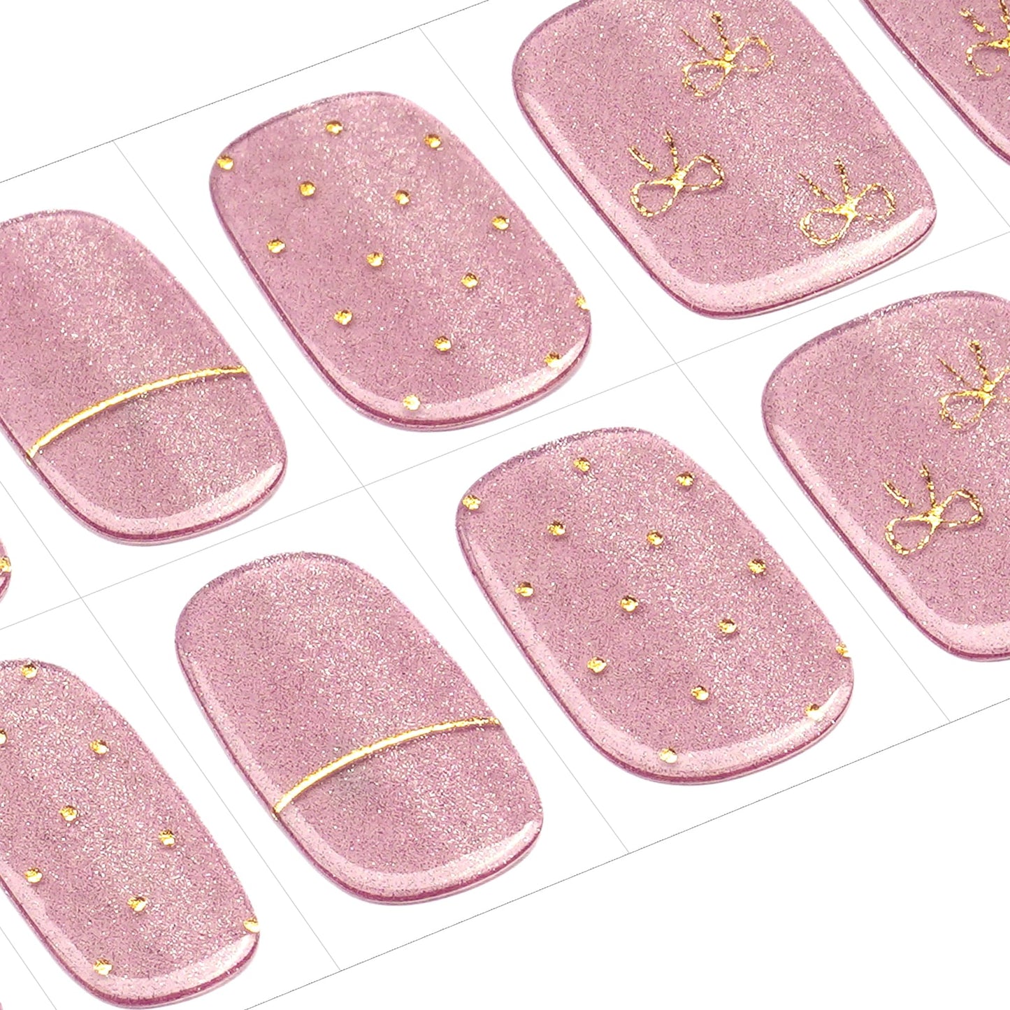 DANNI & TONI Semi Cured Gel Nail Strips Champagne Red (Royal Charm) Magnetic Cat Eye Rose Pink Gel Nail Stickers Bowknot Gel Nail Wraps 28 Stickers