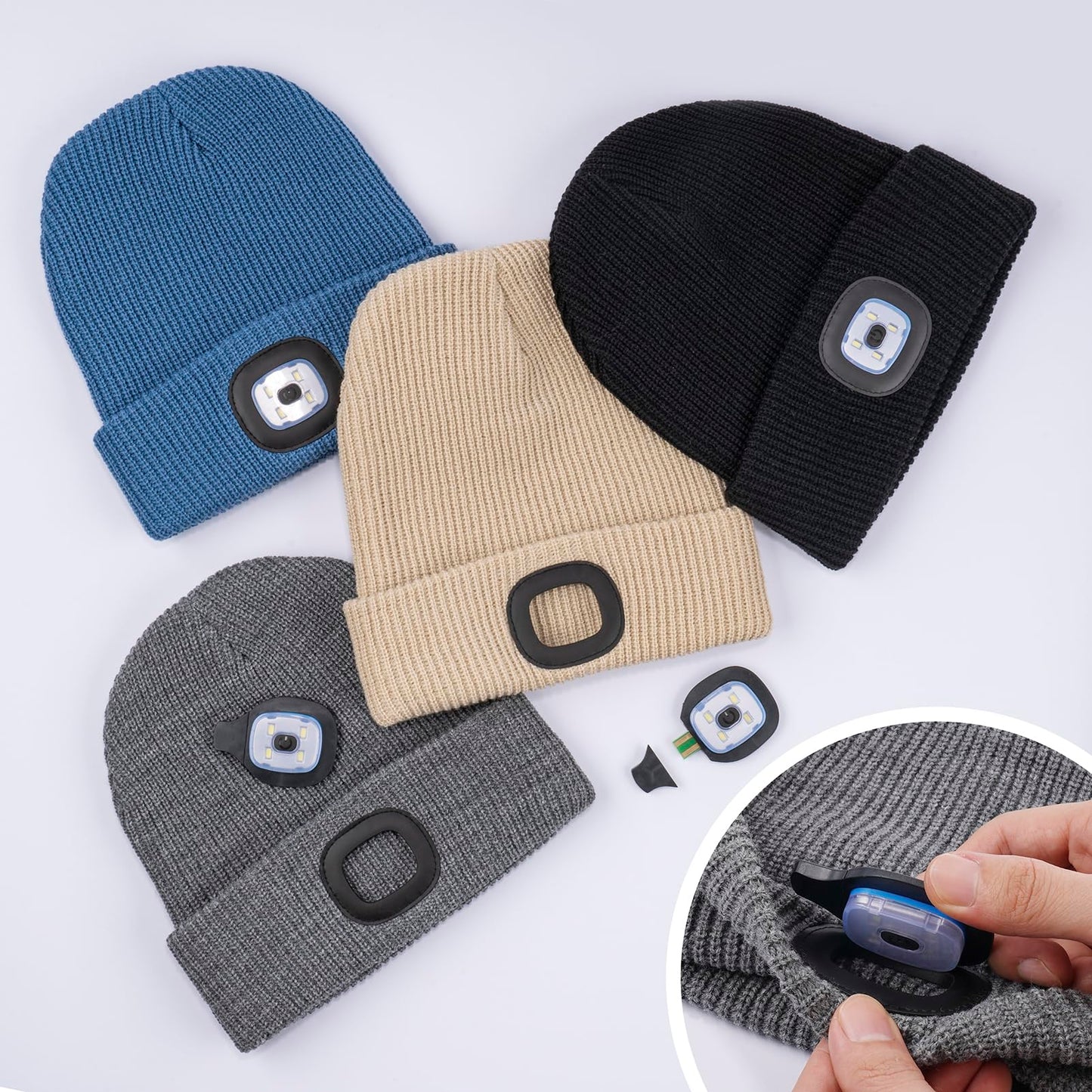 Etsfmoa Unisex Hat with Light,Winter Knitted Lighted Beanie for Men and Women,Rechargeable LED Cap