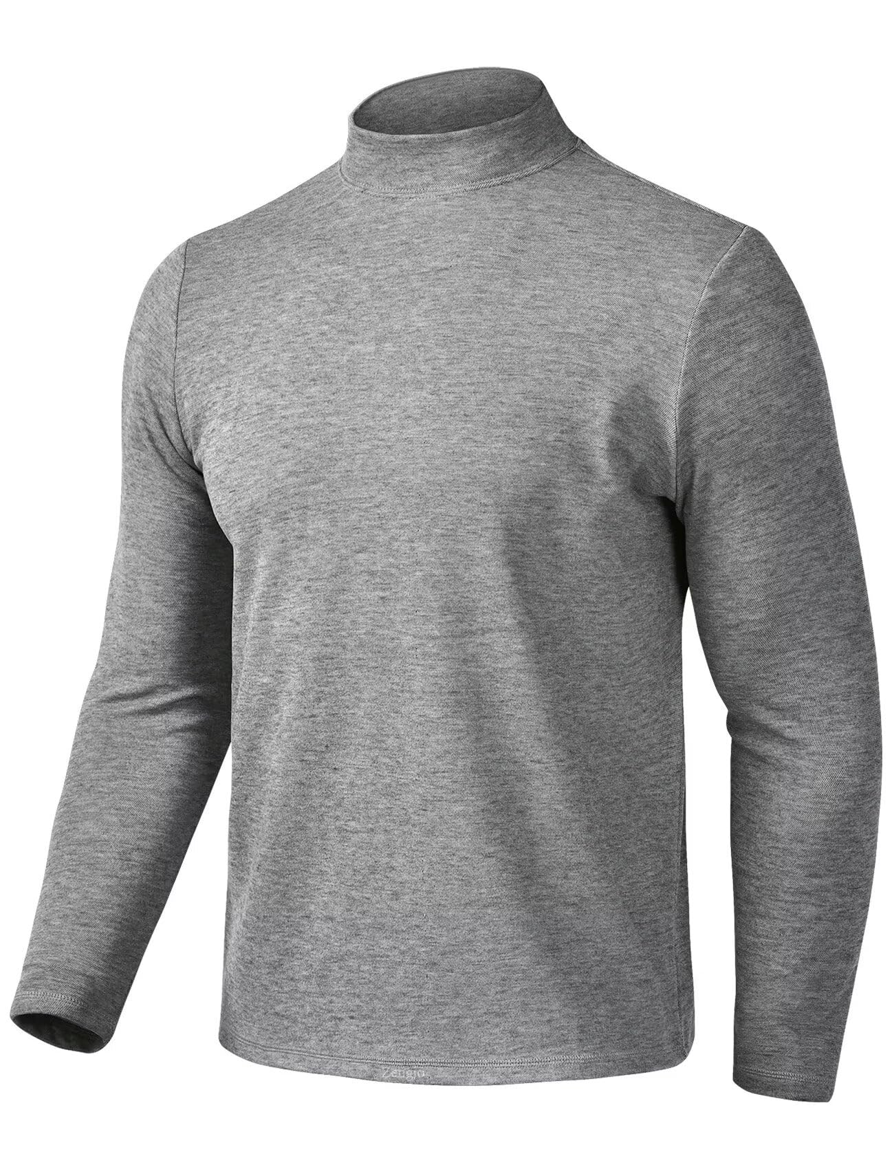 Thermal Tops for Men Cold Weather Mock Neck Undershirt(Light Grey,L)