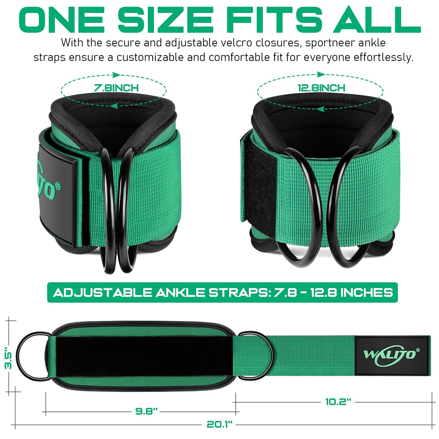 WALITO Gym Ankle Straps for Working Out - Glute Ankle Cuff Kickback Strap, Gym Cable Machine Accessories for Women Glute Leg Extensions, Hip Abductors & Lower Body Exercises Equipment