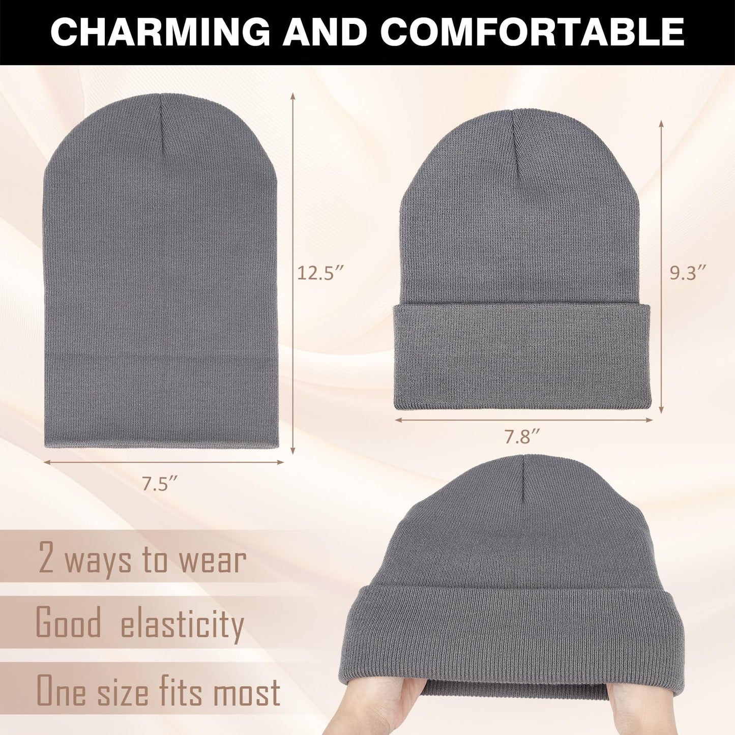 LILLBJORNEN 6 Pack Winter Cuffed Beanie Hats for Men Women Knitted Warm Skull Cap (US, Alpha, One Size, 6PCS multicolour2)