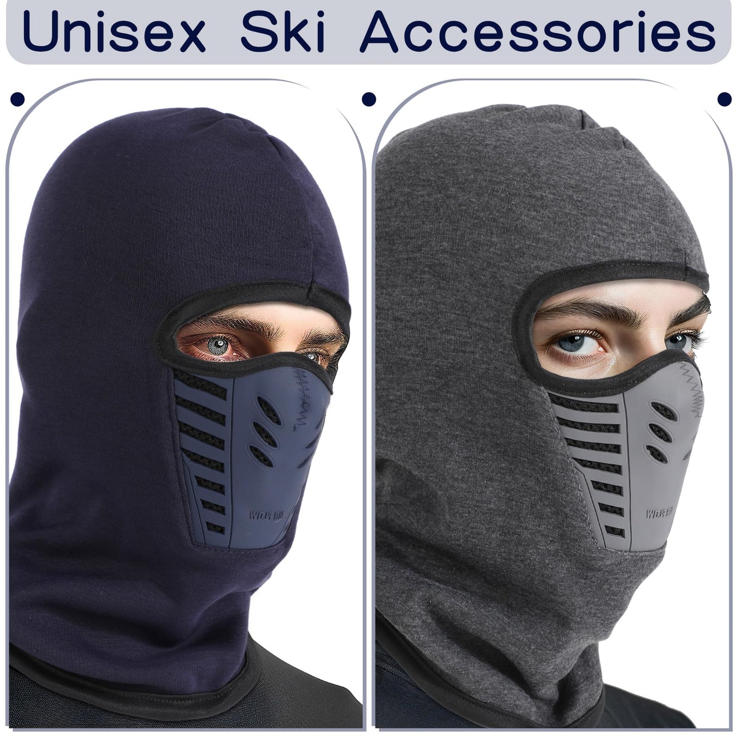 Eurzom 3 Pack Ski Mask for Men 3D Thermal Winter Face Mask Wind Proof Breathable Balaclava Motorcycle Mask for Men Women(Black, Gray, Deep Blue)