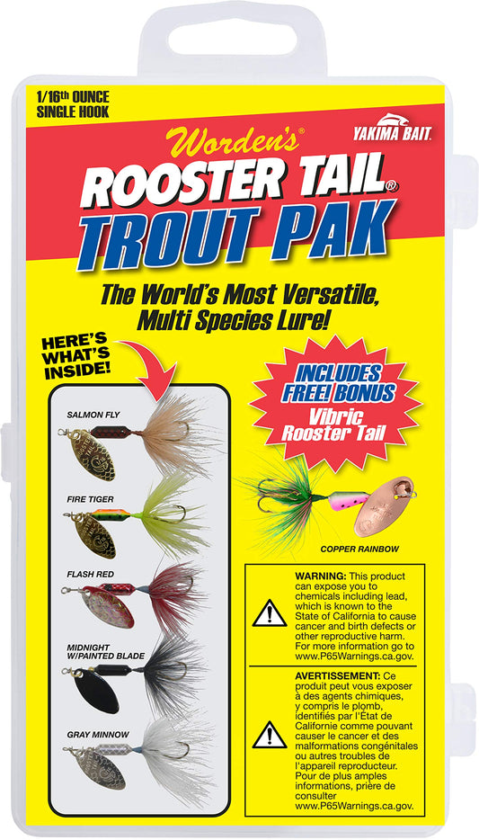 Wordens RTBX.S206.S773 Original Rooster Tail Spinner Box Kit, Trout Pak- Single Hook, One Size