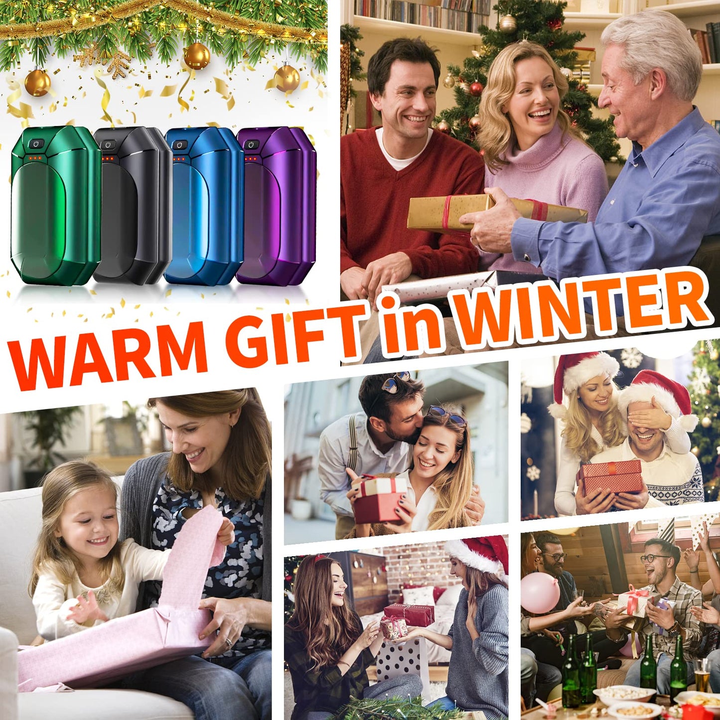 2-Pack Hand Warmers Rechargeable,Portable Electric Hand Warmers Reusable,USB 2 in 1 Handwarmers,Outdoor/Indoor/Working/Studying/Camping/Hunting/Golf/Pain Relief/Games/Warm Gifts for Men Women Kids