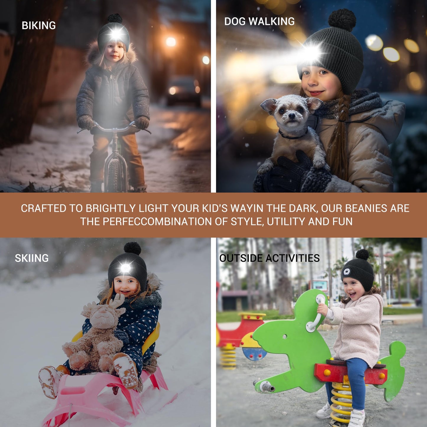 TOUCH TWO Beanie Hat with Light & Ear Flaps, USB Rechargeable LED Headlamp Cap-Winter Hat Birthday Tech Gifts for Boys Girls