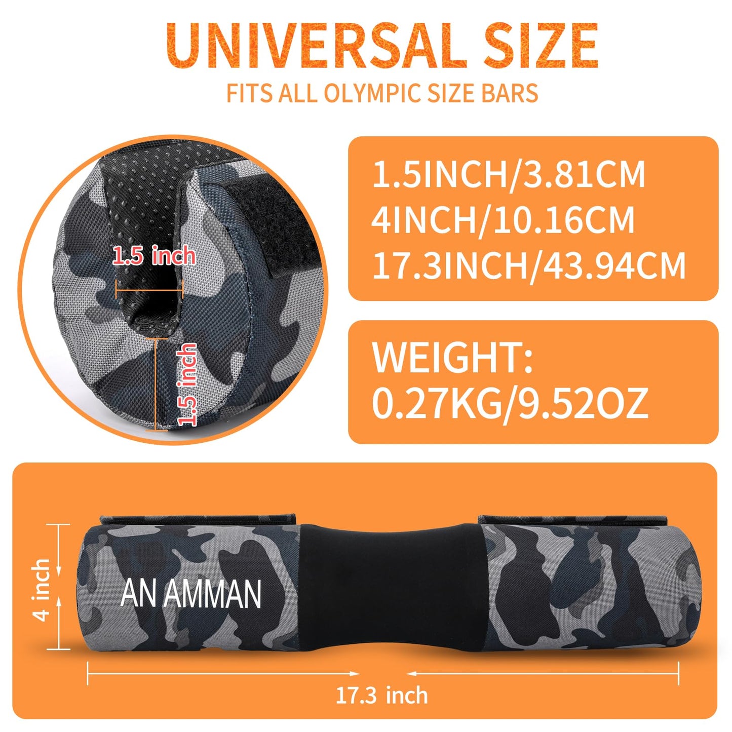 AN AMMAN Barbell Pad for Squat, Hip Thrust - Perfect for Gym Workout Smith Machine Thruster Weightlifting - Relieves Neck and Shoulder Pain - Thick Foam Cushion Camo Pink AM001BZ