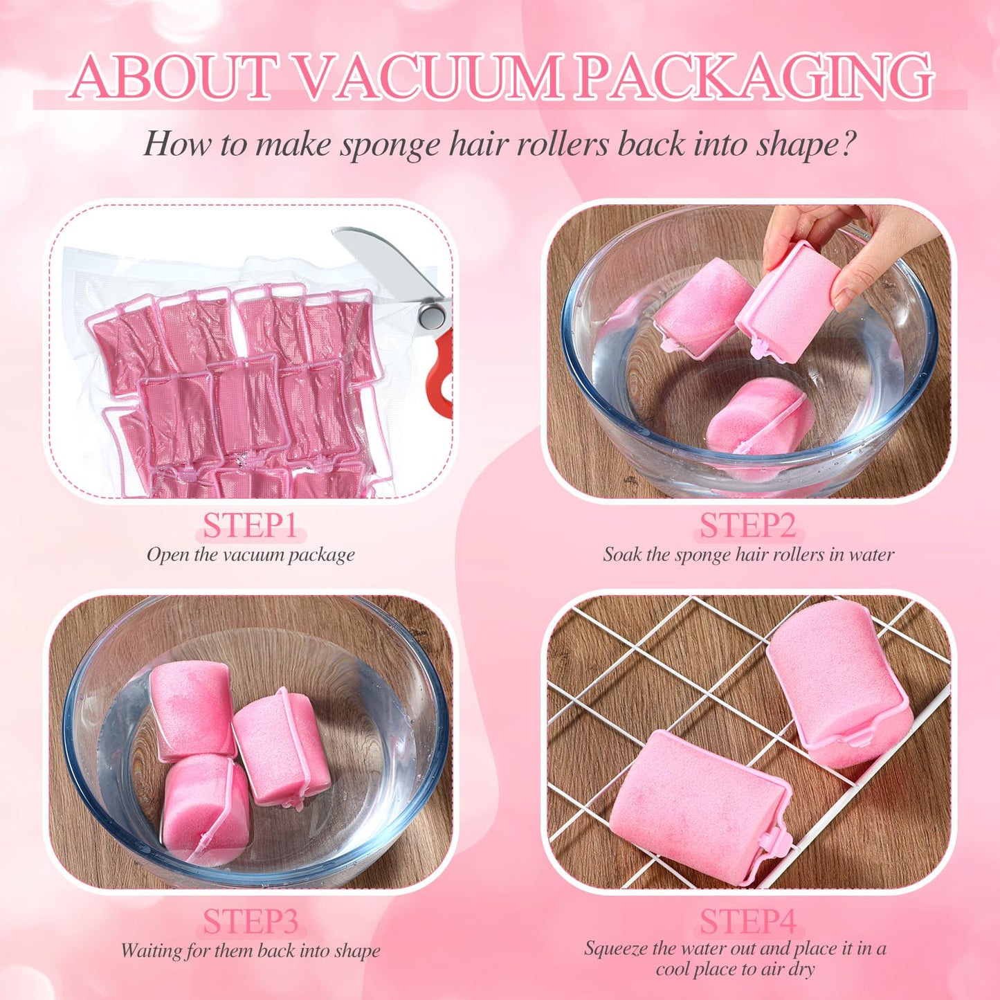 Geyoga 18 Pieces Sponge Hair Rollers Large Soft Foam Hair Styling Curlers Large Size Hairdressing Curlers for Women(1.9 x 2.6 Inches,Pink)