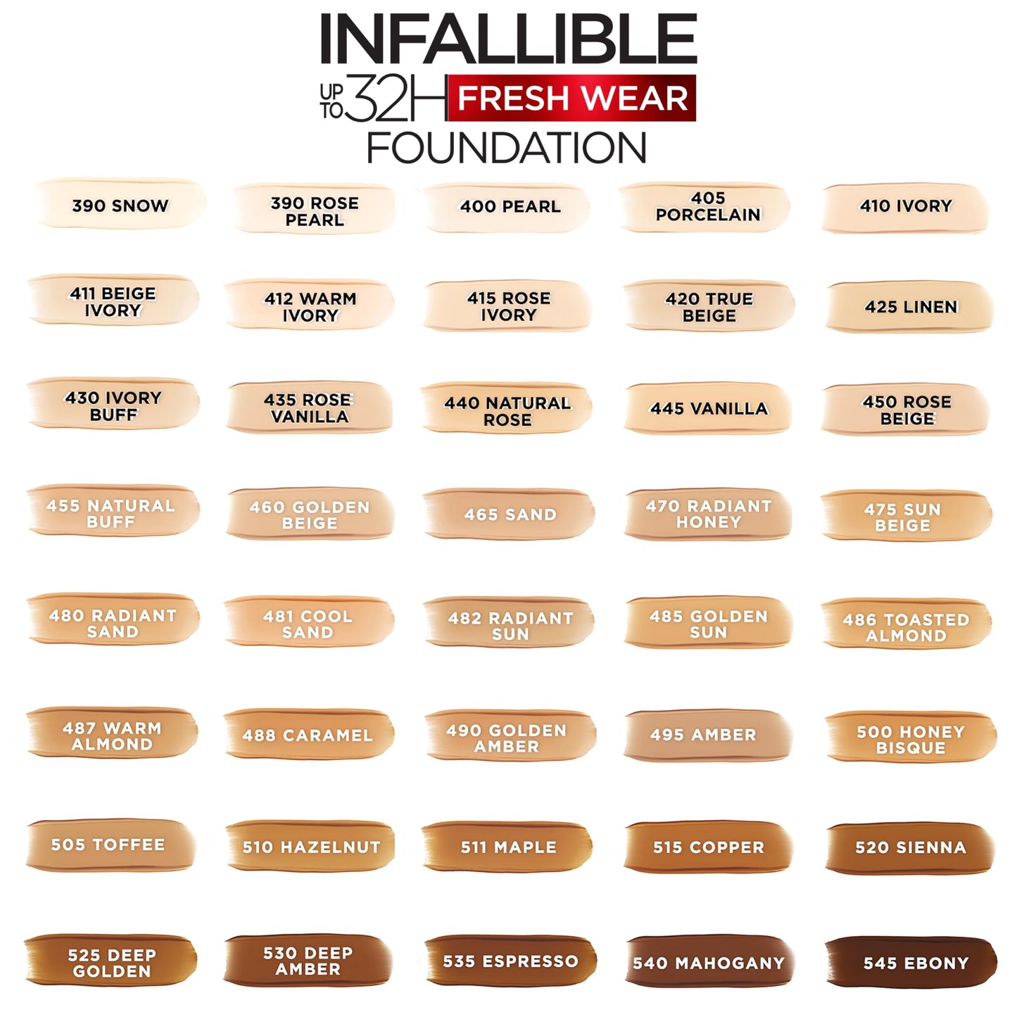 L'Oreal Paris Makeup Infallible Up to 32 Hour Fresh Wear Lightweight Foundation, 390 Snow, 1 Fl Oz, Packaging May Vary