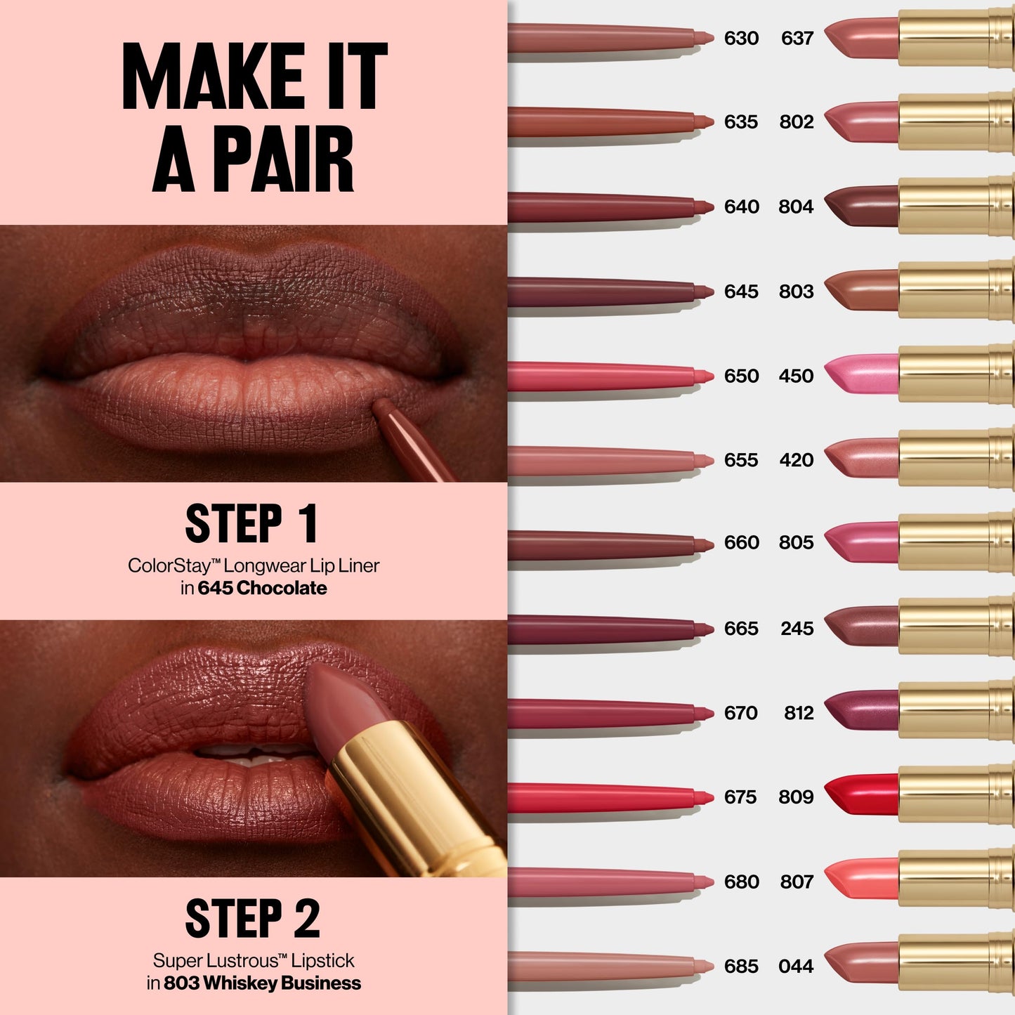Revlon Colorstay Lip Liner Makeup with Built-In Sharpener, Longwear Rich Colors, Smooth Application, 650 Pink, 0.01 oz