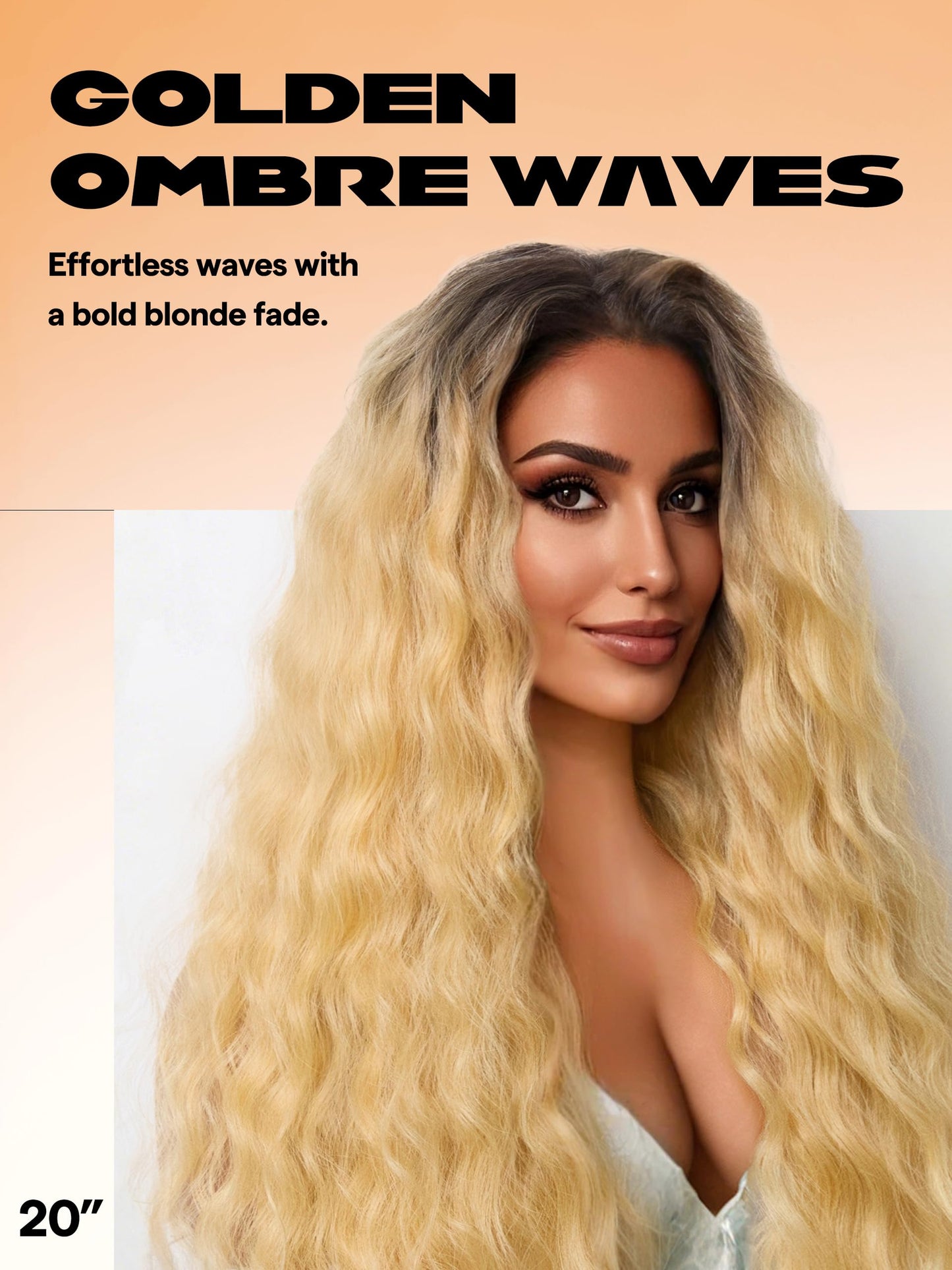 GORGIUS Ombre Blonde Lace Front Wigs Glueless Ocean Wave Long Wig Upgraded with Premium Synthetic Fiber Pre Cut Pre Plucked Natural Hairline