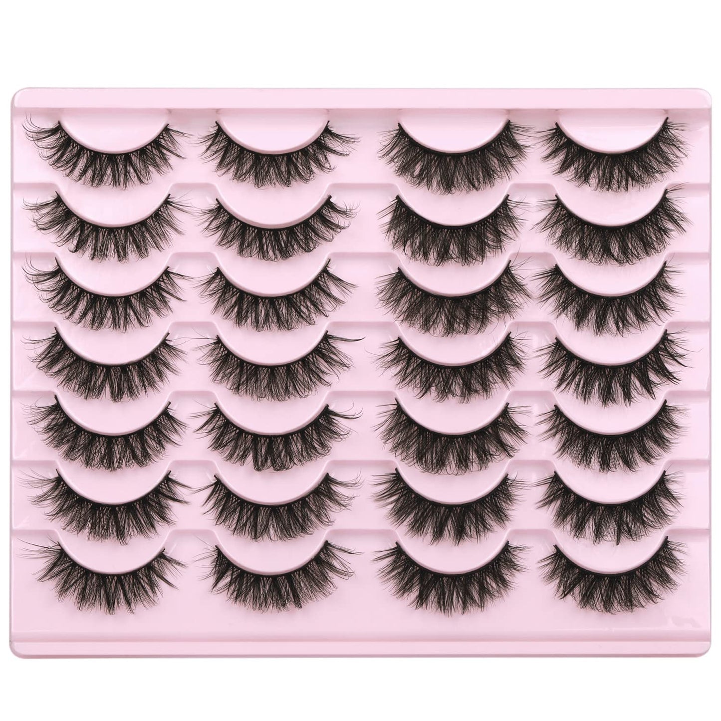 False Eyelashes Natural Look Fluffy Mink Lashes 12mm Short Wispy Lashes 5D Volume Strip Eye Lashes Pack by Kiromiro