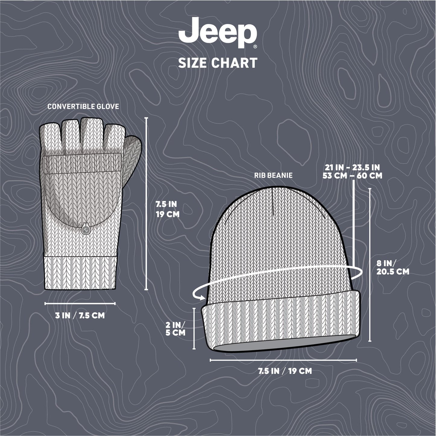 Jeep Adult's Men's and Women's 2-Piece Beanie and Convertible Gloves Set-Unisex One Size Fits Most, Gray
