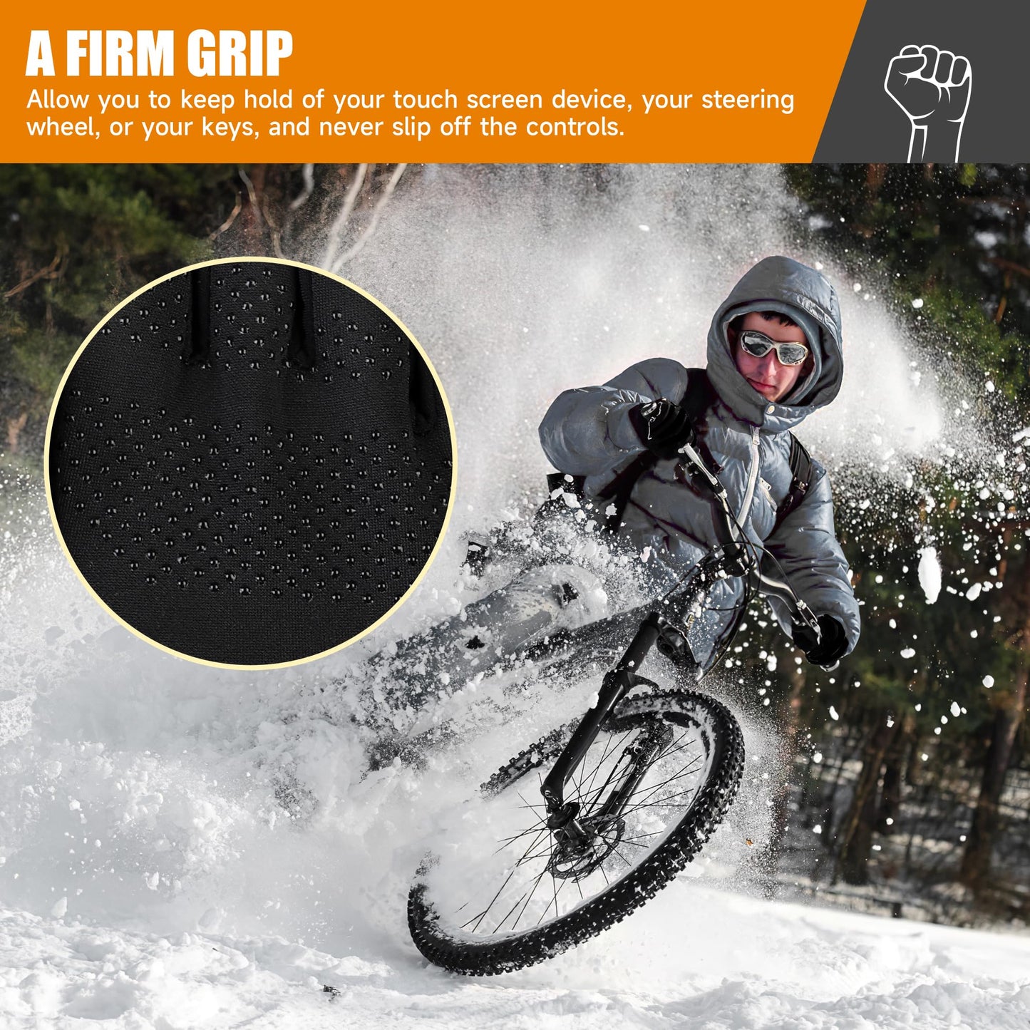 Dachgo Lightweight Touchscreen Running Gloves, Thermal Gloves Liner Warm Gloves for Cold Weather for Men Women, Perfect for Cycling Running Driving Hiking Walking Sporting (X-Large)