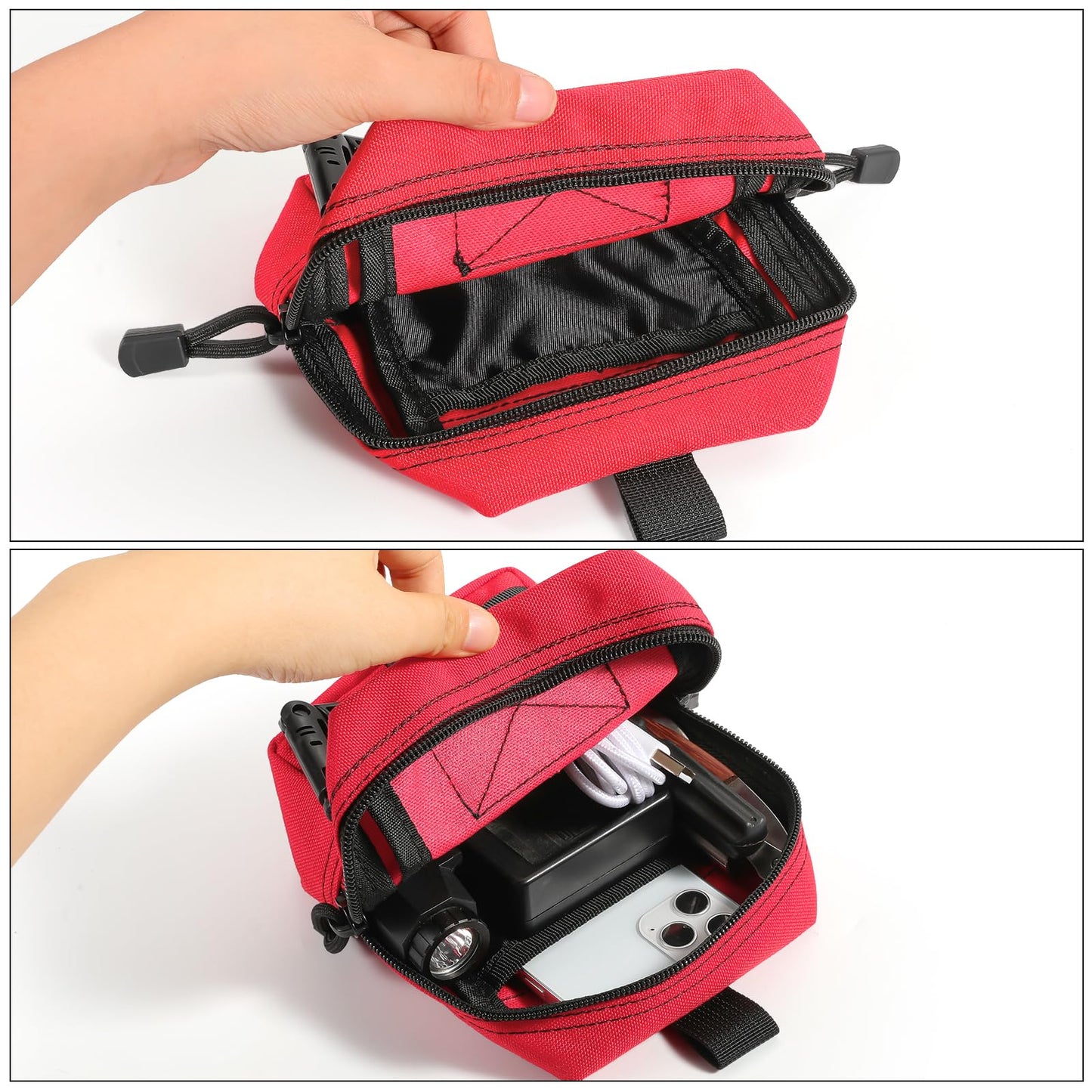 FRTKK 2 Pack Molle Pouches - Tactical Compact Water-Resistant EDC Pouch Bag Small Utility Pouch