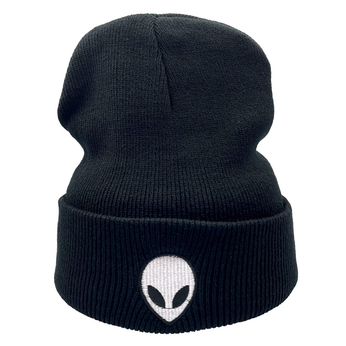 RNEFNQS 2 Pack Alien Skull Beanie Winter Slouchy Knit Hat for Men Women