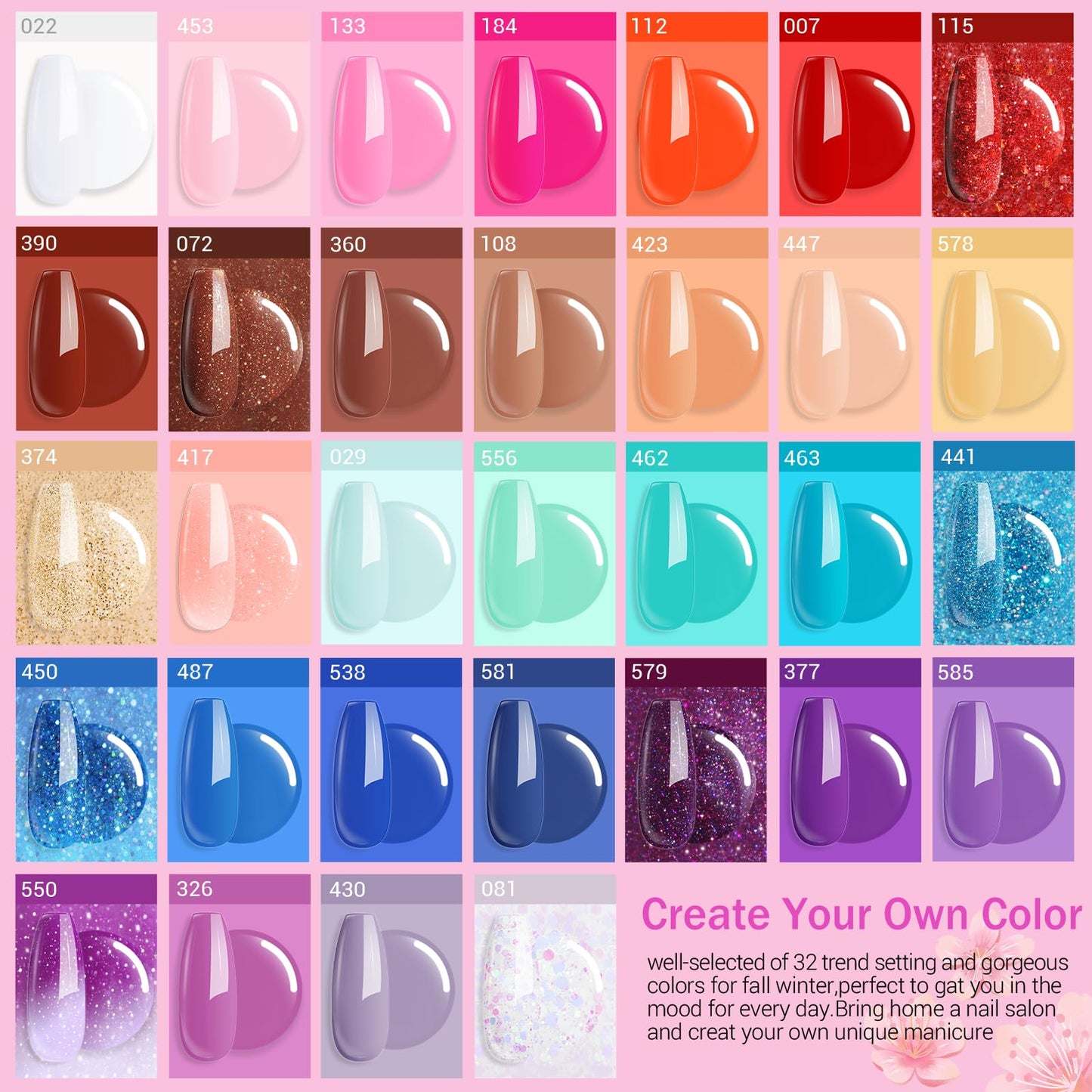 AZUREBEAUTY 42 Pcs Dip Nails Powder Starter Kit, 32 Hot Pink Blue Purple Color Changing Spring Dipping Powder Liquid Set with Base Coat/Top Coat/Activator for French Manicure Salon DIY.