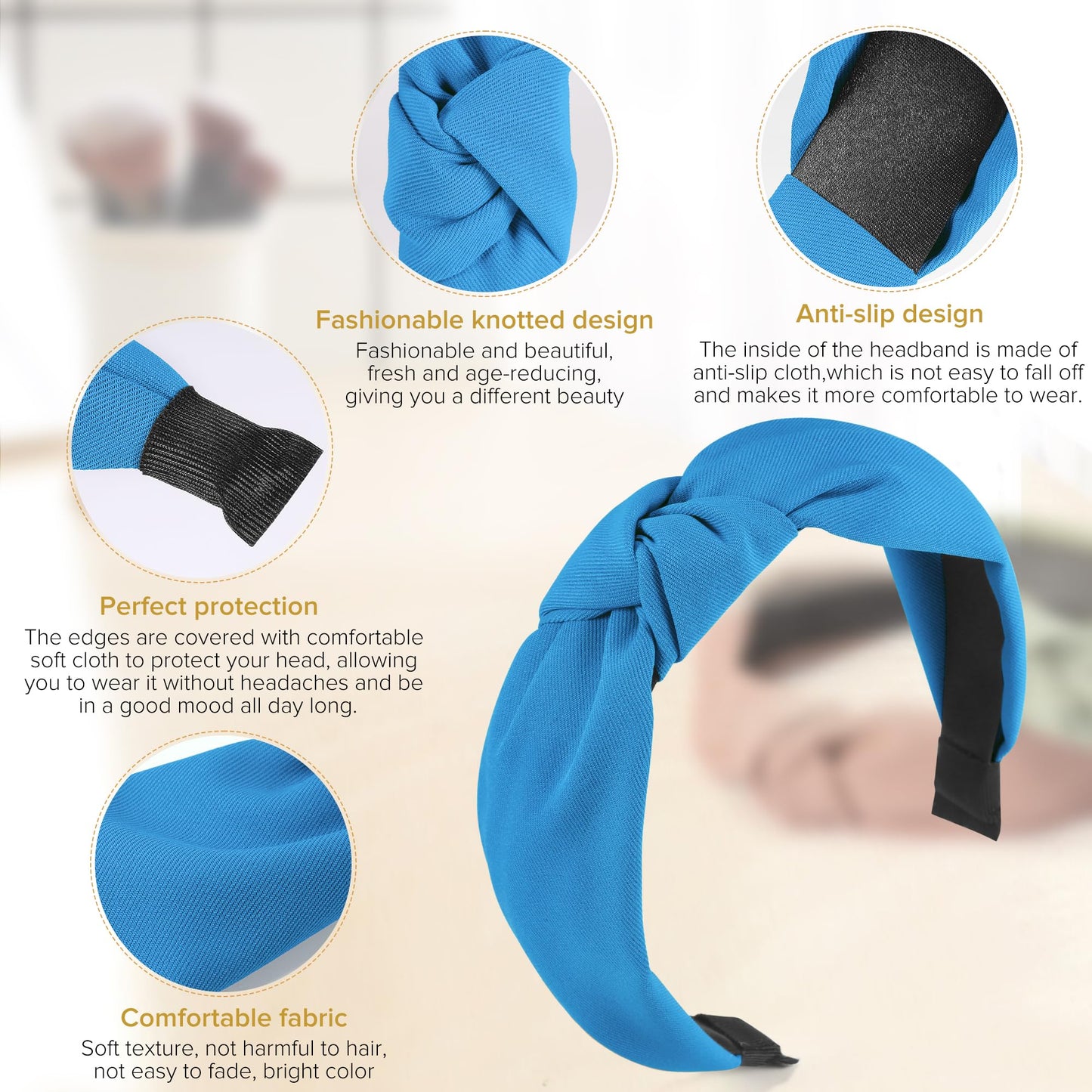 DiyJibb Headbands for Women Girls - 6PCS Stylish Top Knotted Headbands - Knotted Headband for Women - Head Bands Wide Hairband Hair Accessories