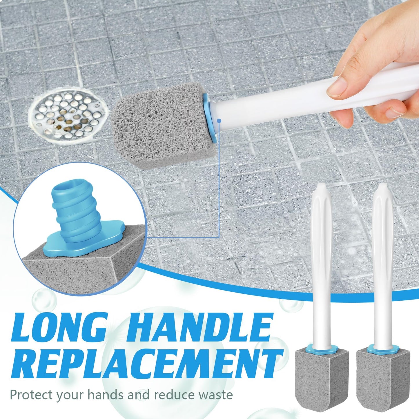 Qinyoung 10 Pcs Pumice Stone Toilet Bowl Cleaner Toilet Pumice Stone with Long Handle Cleaning Block for Pool Sink (Dark Blue)