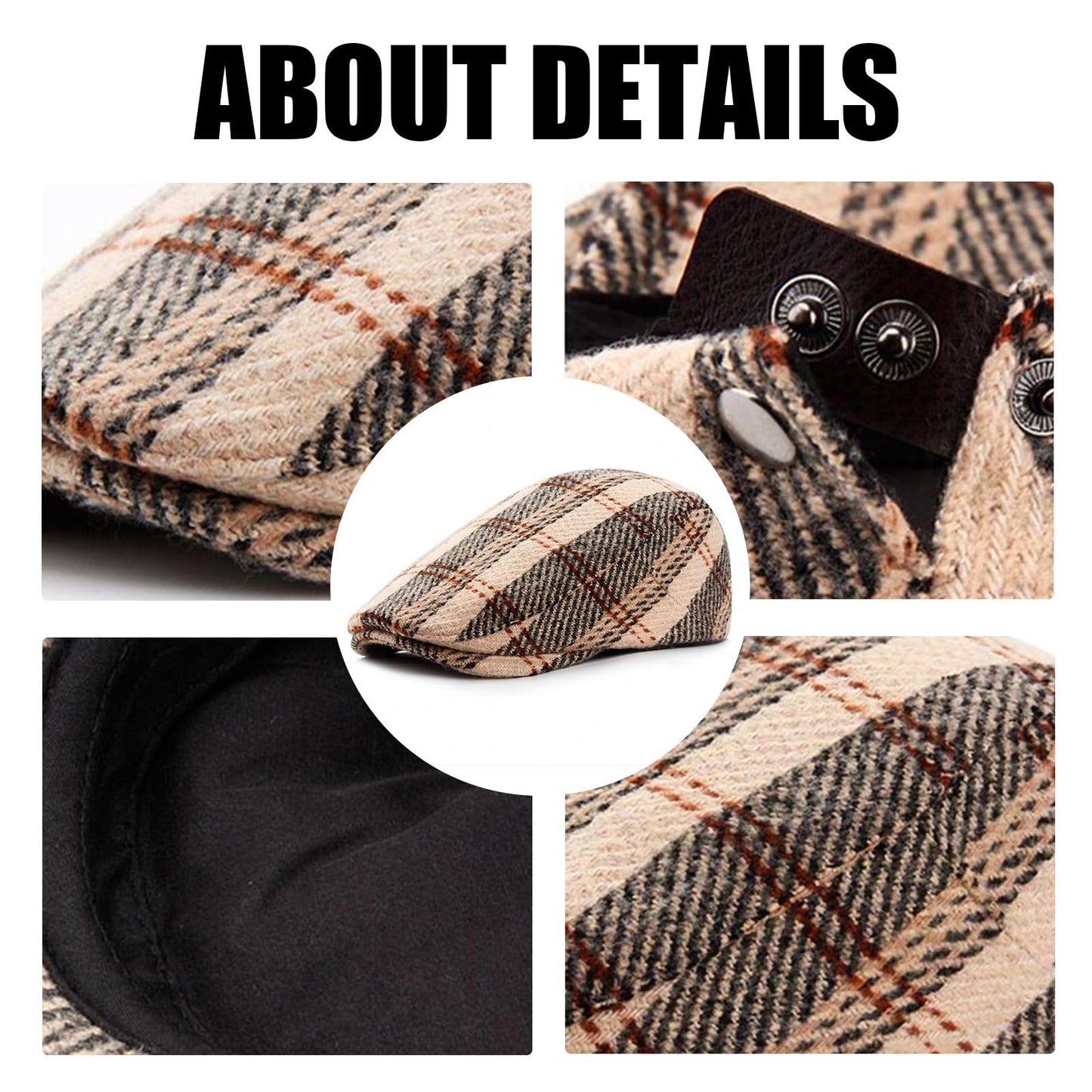 Croogo Newsboy Hat Classic Irish Duckbill Hat Herringbone Beret Cap Winter Golf Hunting Hat,Camel-BL26