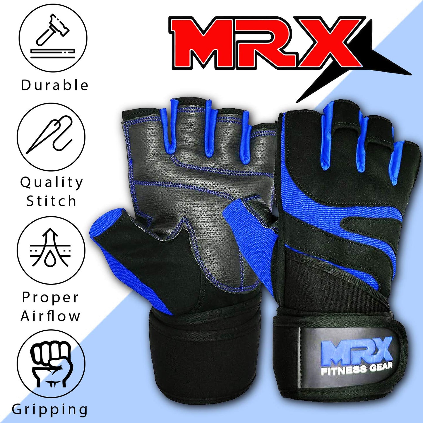 MRX Weightlifting Gloves for Men Workout Gloves Mens Wrist Support Lifting Gloves Male Gym Gloves | Workout Gym Accessories for Men Weight Lifting Fingerless Gym Exercise for Powerlifting