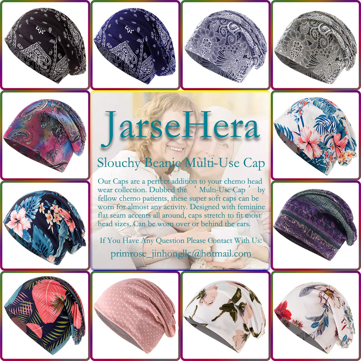 JarseHera Womens Slouchy Beanie Cotton Chemo Caps Cancer Headwear Hats Turban