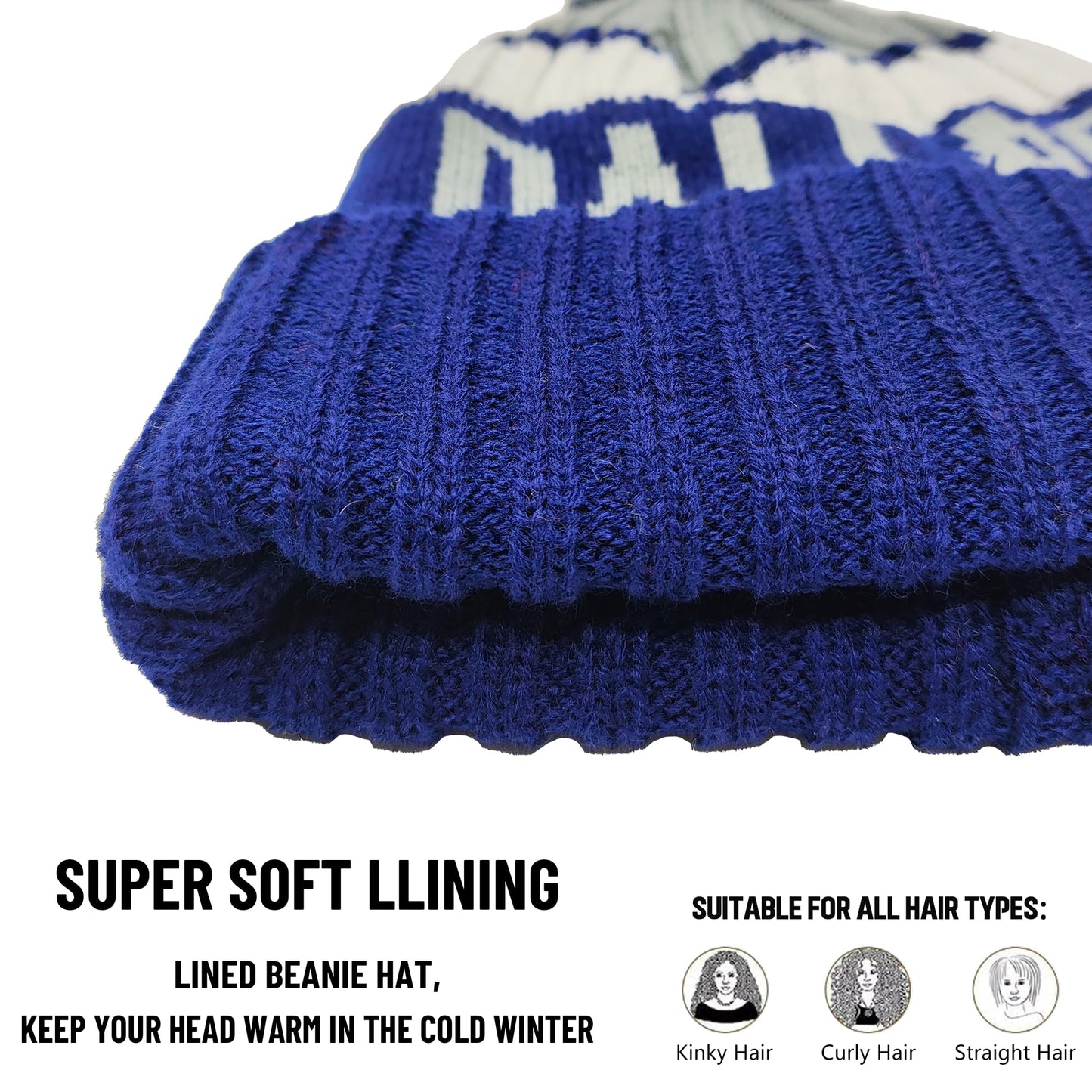 Classic City Beanie Hat,Unisex-Adult with Pom Winter Hat,Gift for Men Women.