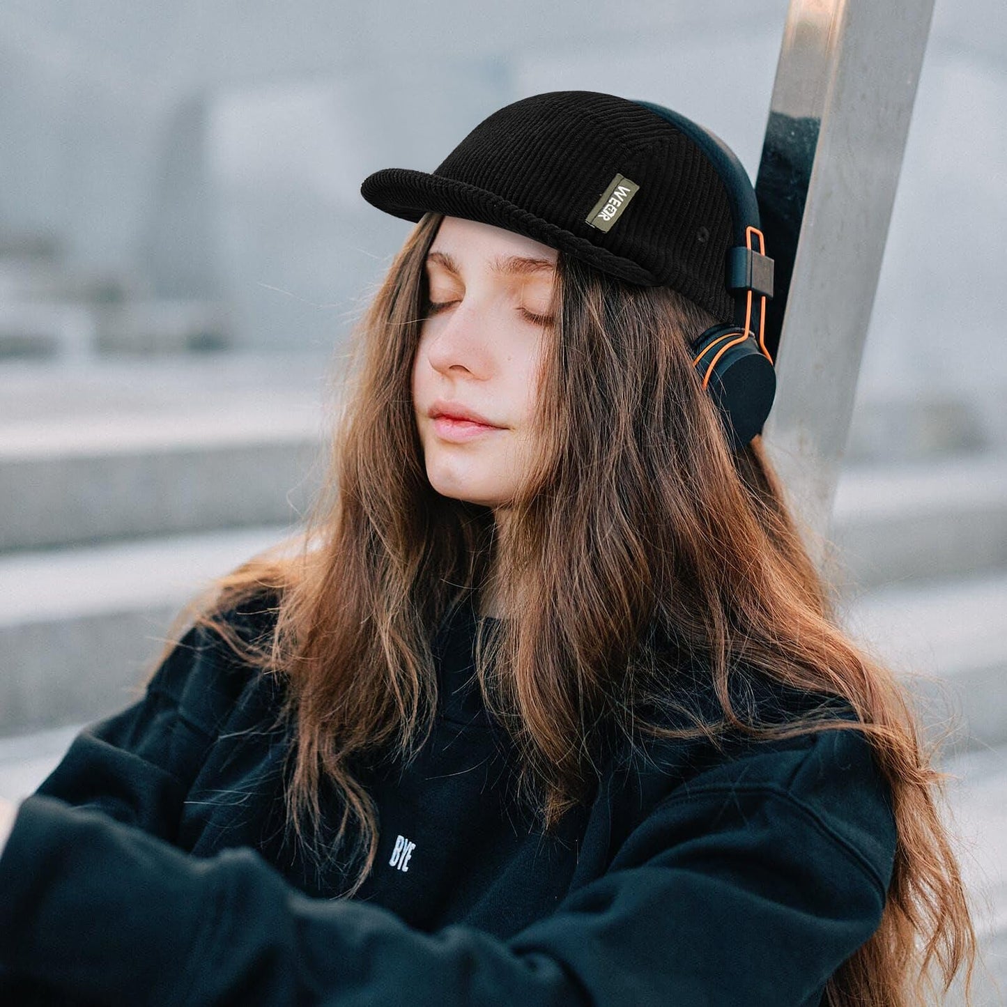 CLAPE Short Brim Baseball Cap 5 Panel Camp Hat Strapback Hat Unstructured Dad Hat Foldable Soft Ball Cap Warm Winter Fitted Cap