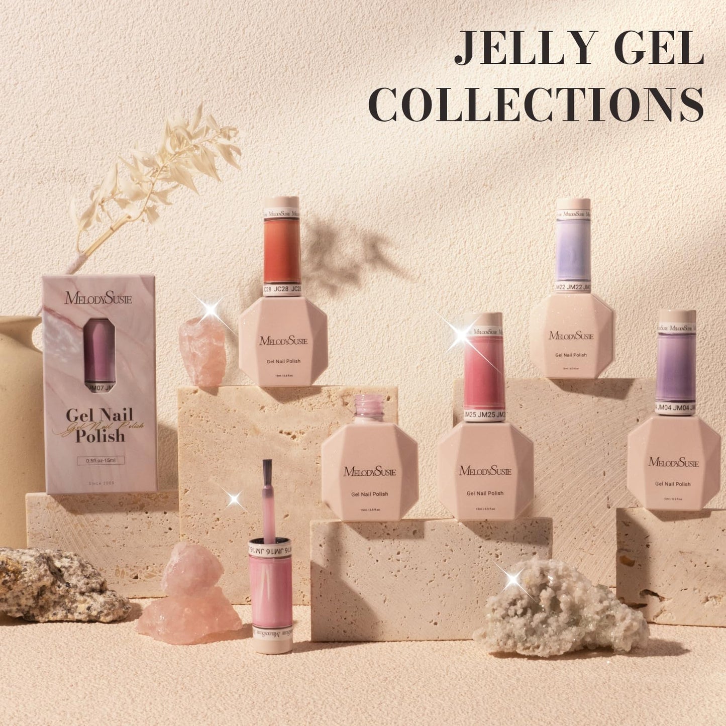 MelodySusie Nude Gel Nail Polish, 0.5Fl.oz Jeweliver Milky Gel Polish Milky Nude Pastel Color Sheer Gel Nails Soak Off UV LED Light Cure Gift for Manicure Nail Art DIY at Home JM28