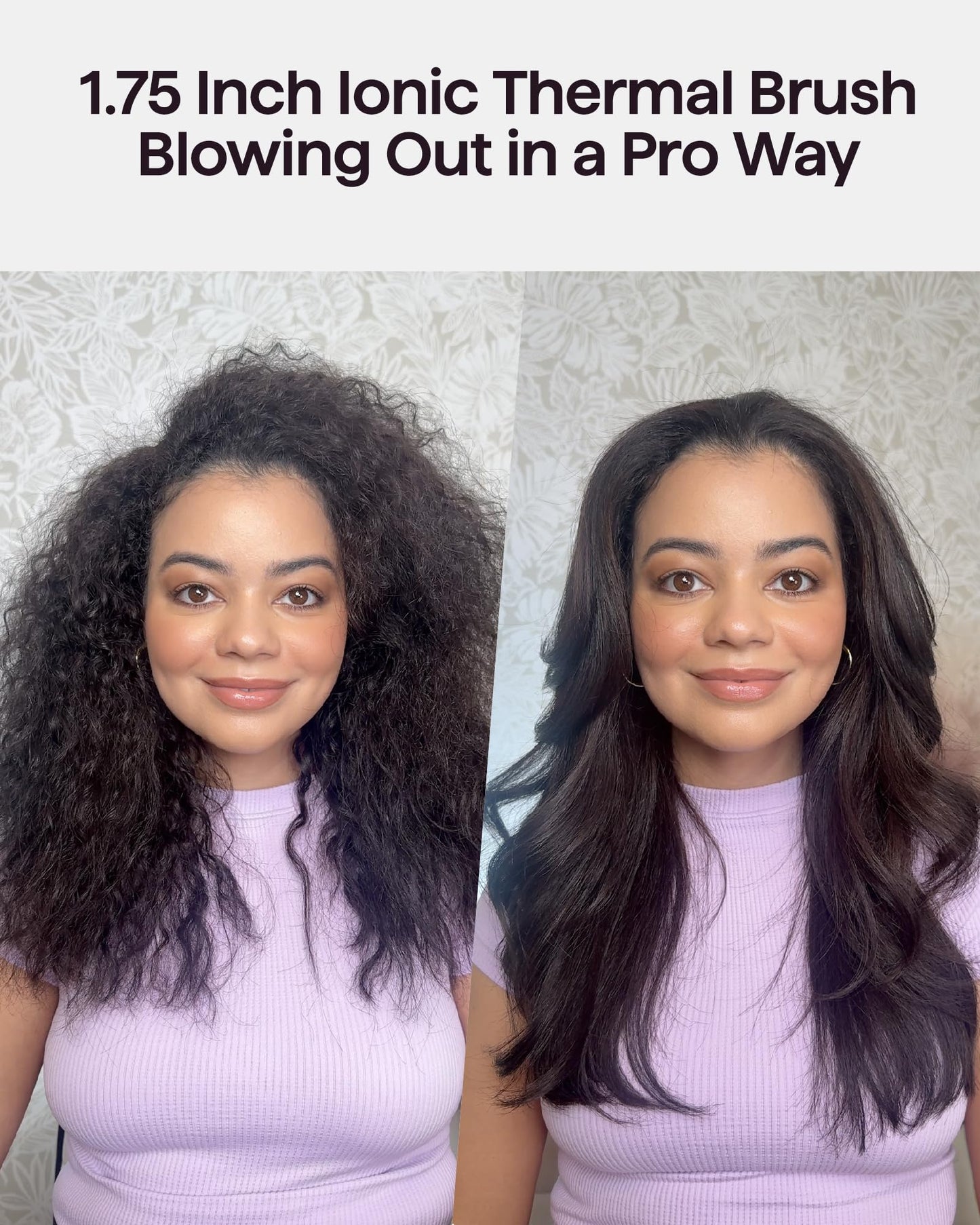 Wavytalk Thermal Brush, Wavytalk Heatwave Pro 1.75" Ionic Thermal Brush with Bilateral Ionic Outlet to Less Damage and One-Step Shiny Blowout Look for Long Hair, Pink