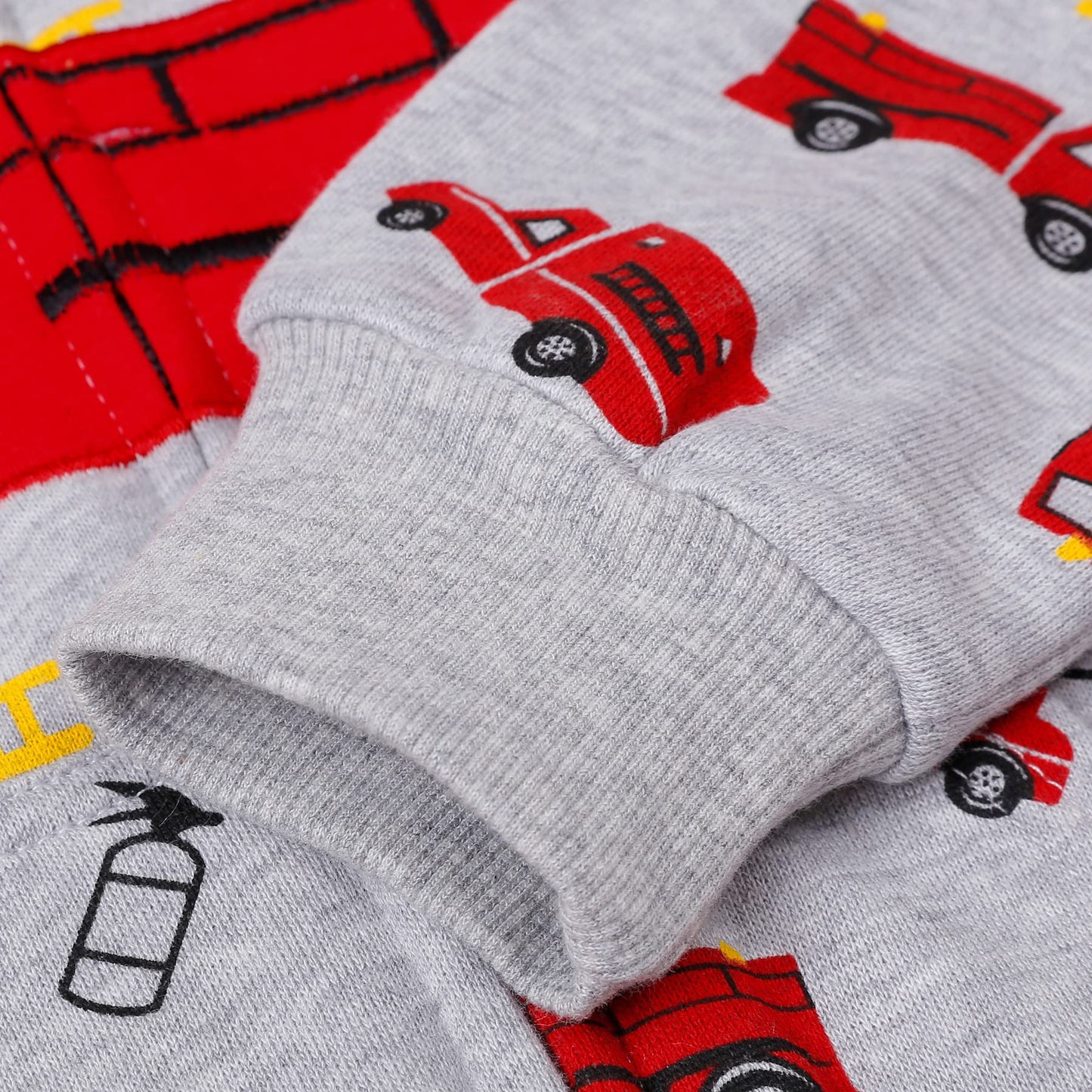 NUBEEHOHO Toddler Boy Sweatshirt Kids Fire Truck Grey Zip Up Hoodie Fall Winter Outerwear Cotton Jackets 2T (Fire Truck-3043)