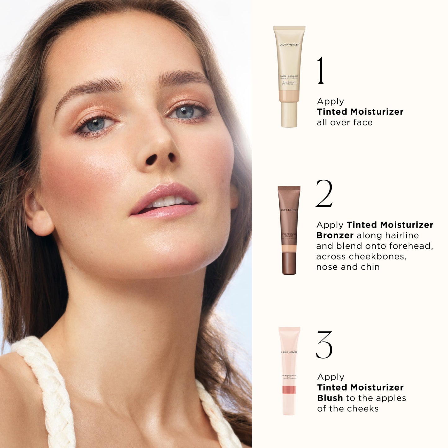 Laura Mercier Tinted Moisturizer Bronzer: Long Lasting Sheer Cream Bronzer, Weightless, Buildable Coverage, 12 HR Hydrating Wear, Non-Comedogenic, 6 Shades for All Skin Tones, Sunshine