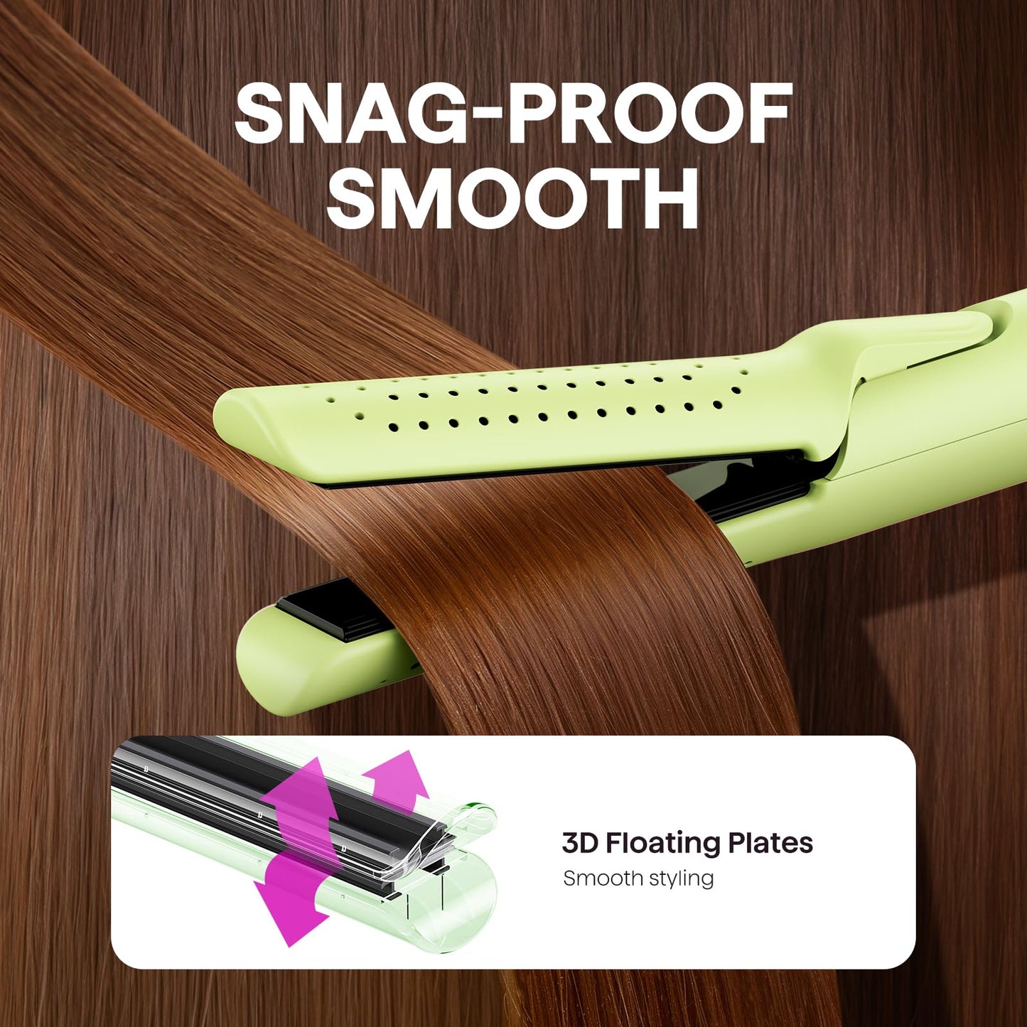 Wavytalk Airflow Styler Curling Iron, Cool Curl, 360° Cool Air Lock in Style for Lasting Curls, Reduces Damage, 2 in 1 Hair Straightener and Curler, 1 Inch, Anti-Scald for Short Long Hair, Green
