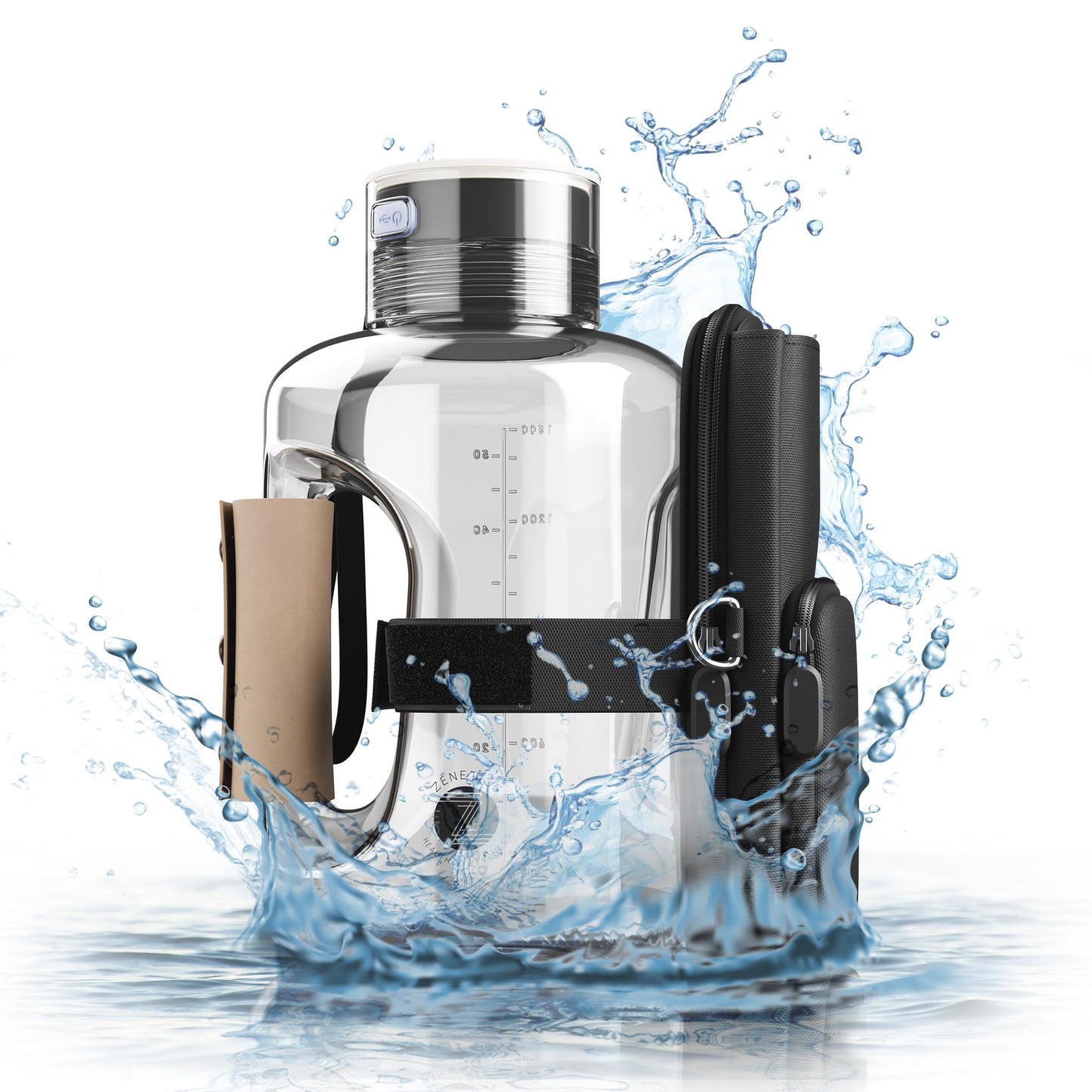 Zenetics 1.5L, Hydrogen Water Bottle, BPA Free Outdoor - Ionizer Cup with Hydrogen Generator - Hydrogen-Rich Hydrogen Water for Athletes and Adventurers Sports - Black