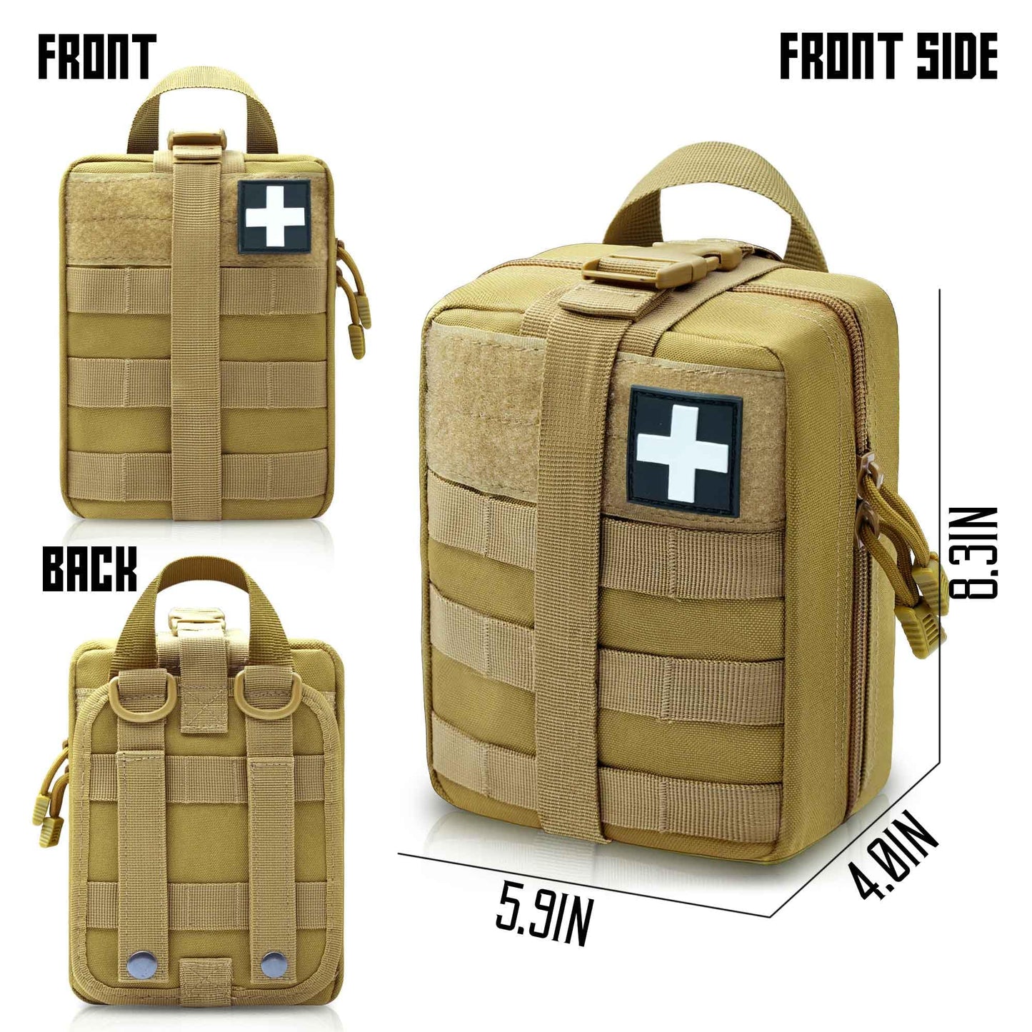 Ifak Pouch, Molle Medical Pouch Rip Away, Tactical First Aid Pouches Empty, Duty Belt EMT Bag Only for Hiking Survival Camping (Coyote)