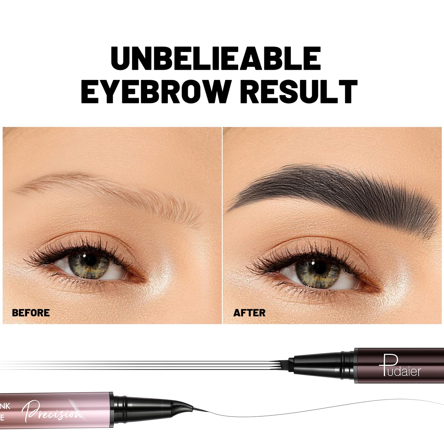 Eyebrow Pen kit,2-in-1 Dual Ended Microblading Eyebrow Pen & 20 Eyebrow Stamp,Waterproof 4-Fork-Tip & Precise Brush-Tip for Natural Hair-Like Brows, for Perfect Eyebrows Makeup.
