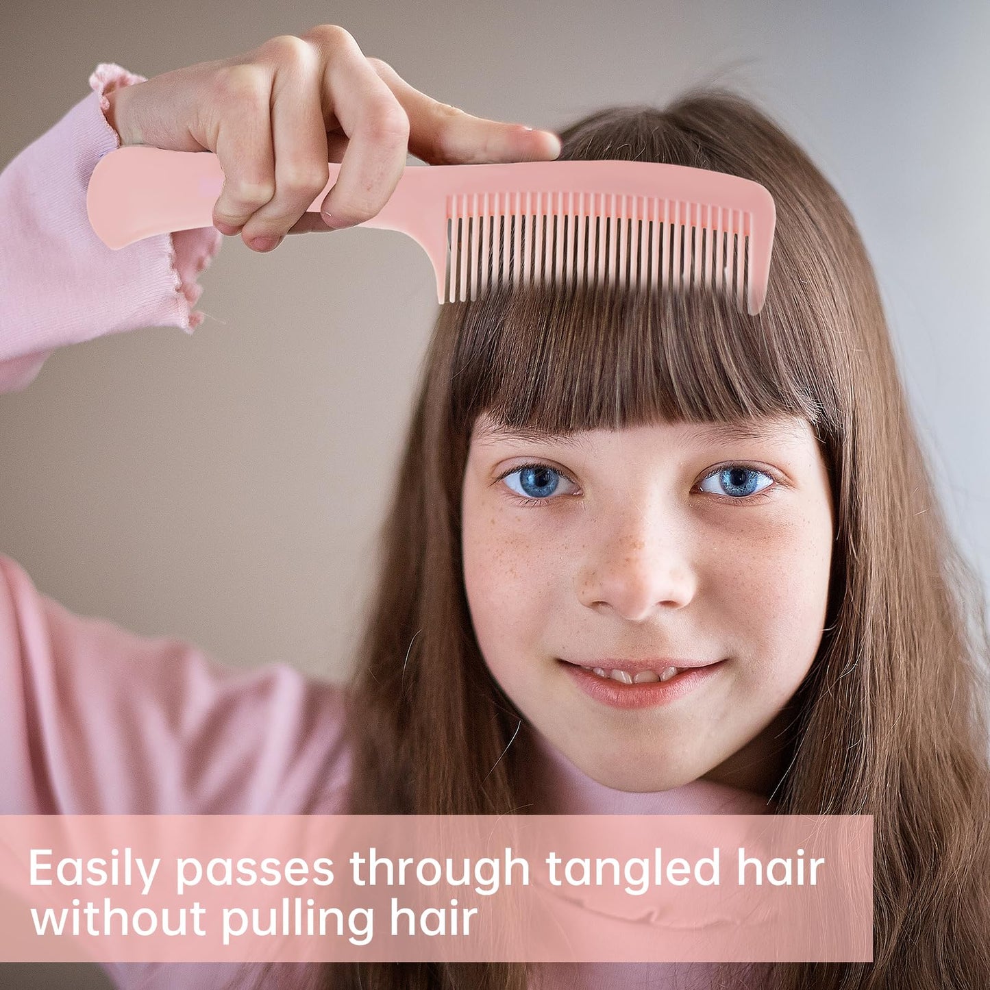 RHOS Detangling Hair Comb for Women,Hair Comb Set for Curly/Straight/Short/Thick Hair,Medium Tooth Comb for Wet and Dry Hair,Hair Detangler Comb(Pink&Purple)