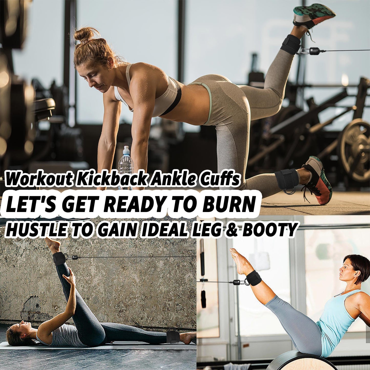 Anemeeoke Fitness Ankle Straps for Cable Machine, Black