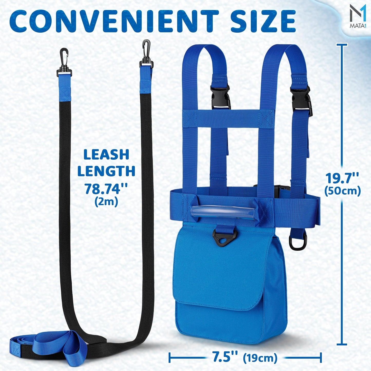 Mata1 Ski & Snowboard Training Harness for Kids - 2 Bungee Elastic Straps to Steer & Learn Speed Control - Ski Trainer Backpack w/Adjustable Shoulder Straps & Easy Lift-Handle for Toddlers