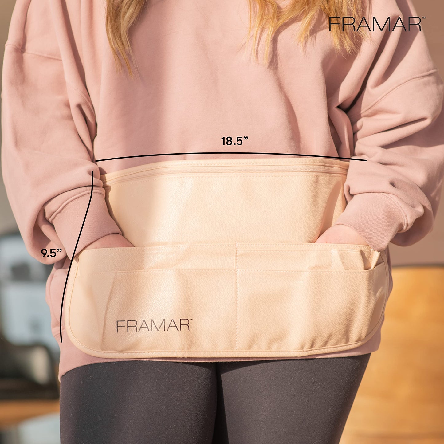 FRAMAR Hipster Salon Belt - Hairstylist Waist Belt, Salon Apron for Hair Stylist, Makeup Brush Holster, Professional Shears Pouch
