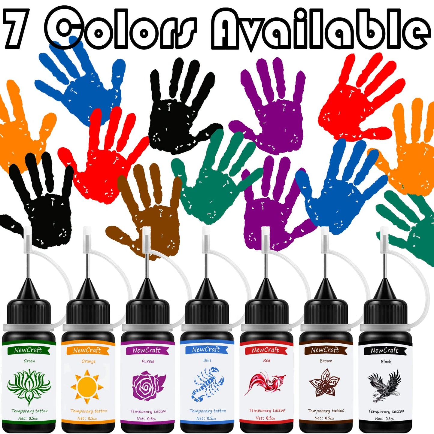 3 Packs Black Temporary Tattoo Ink and Stencils for Adults Teens Kids, Temporary Tattoo Kit Skin Friendly