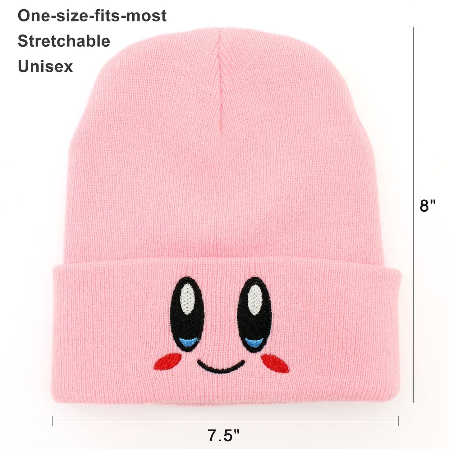 Ohjijinn Anime Beanie Pink Beanie Cute Kawaii Knit Hats, Funny Beanie Hat Winter Skiing Slouchy Warm Cap for Women