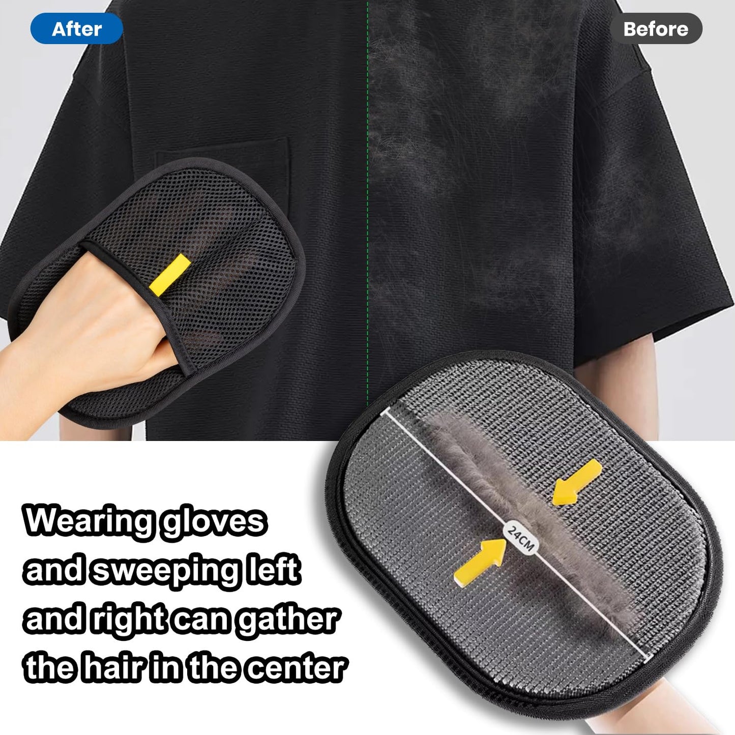 WAZNFYV 3Pcs Pet Hair Removal Glove, 2025 New Upgrade Electrostatic Gloves Pet Hair Reusable for Cats Dogs & Pets