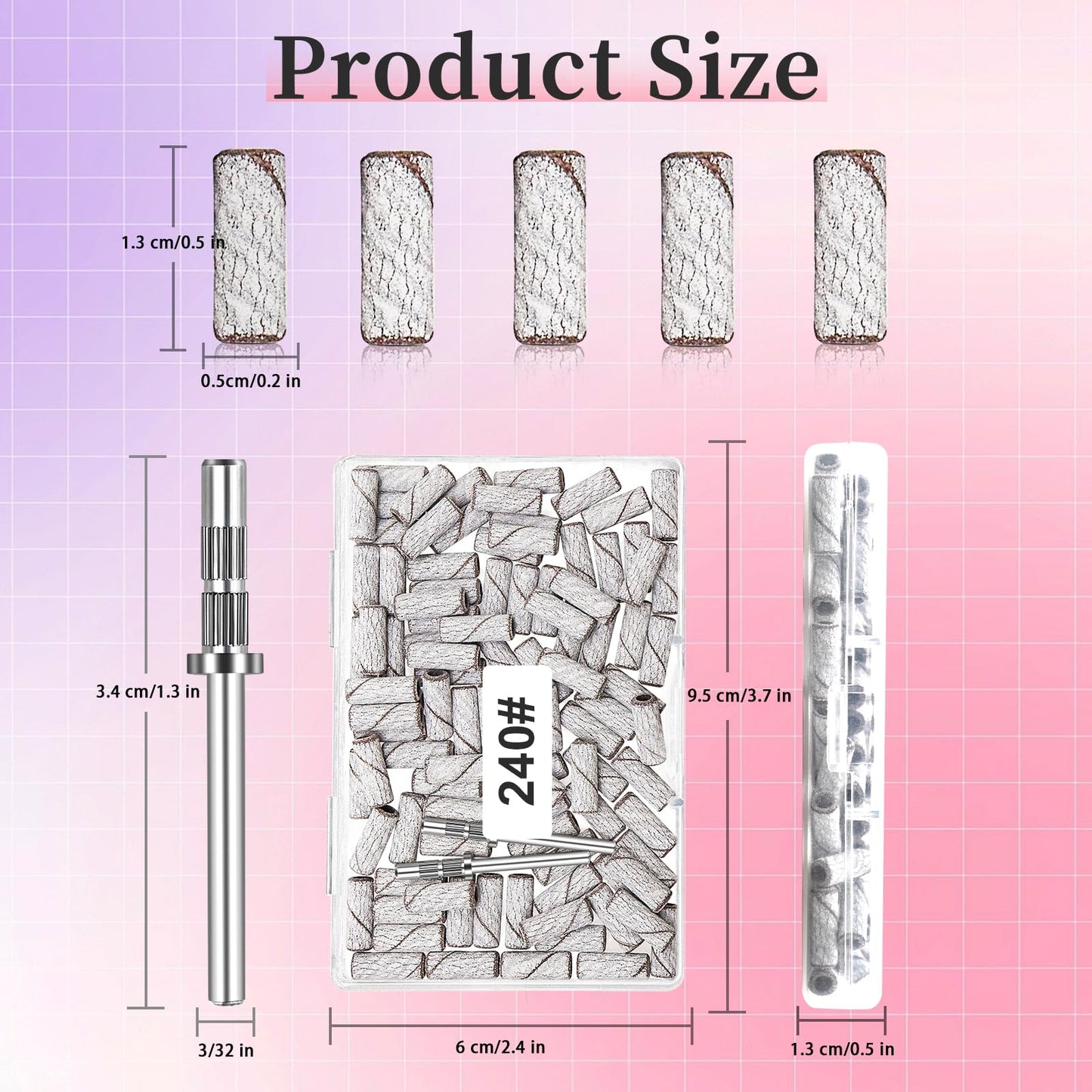 240 Grit Small Sanding Bands Nail Drill Bit, 100 Pcs 3.1 MM Mini Sanding Bands for Nail, Extreme Fine Grit Small Nail Sanding Bands for Natural Nail Smooth Polish Cuticle, Manicure Nail Salon Use