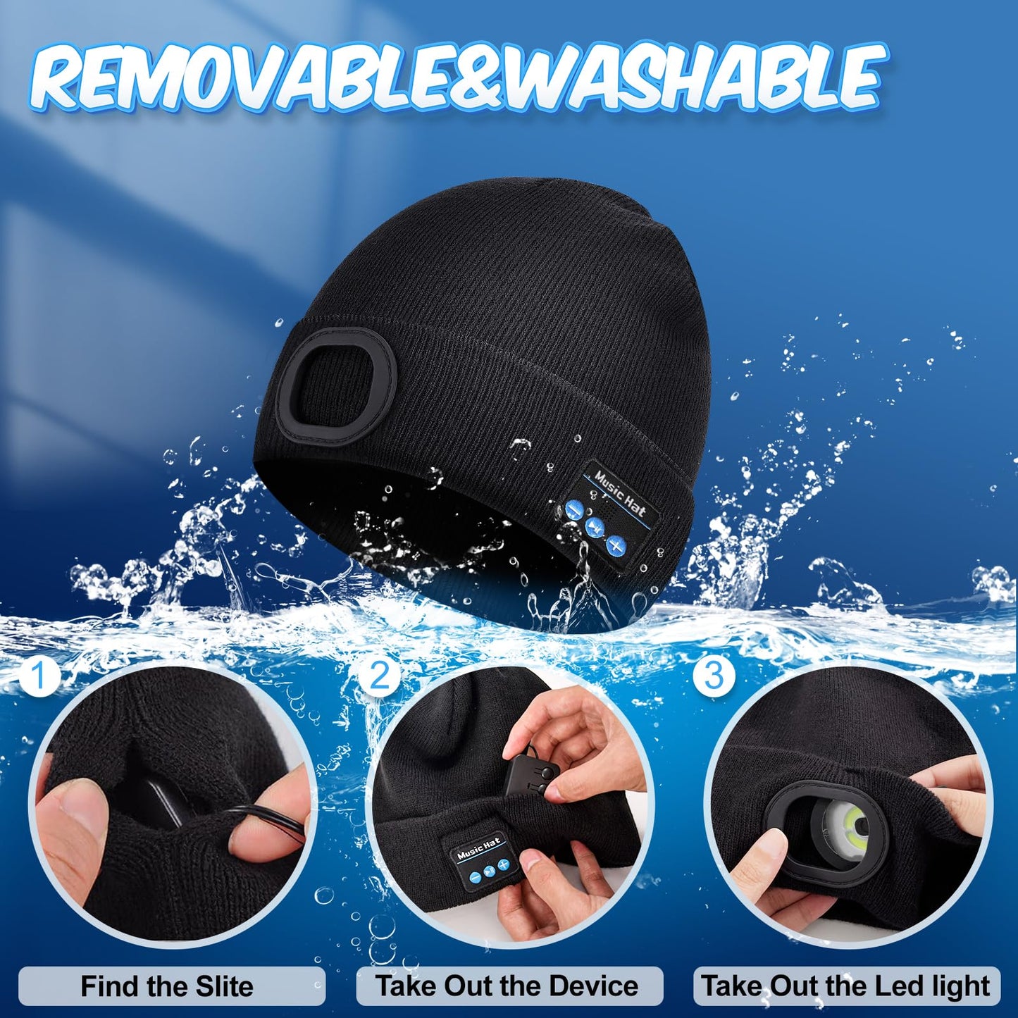 KEZKALS Gifts for Men Women, Bluetooth Beanie Hat, Stocking Stuffers for Adults Men, Mens Gifts for Men Who Want Nothing, Cool Gadgets for Men, Bluetooth Hat Mens Gifts Ideas Black