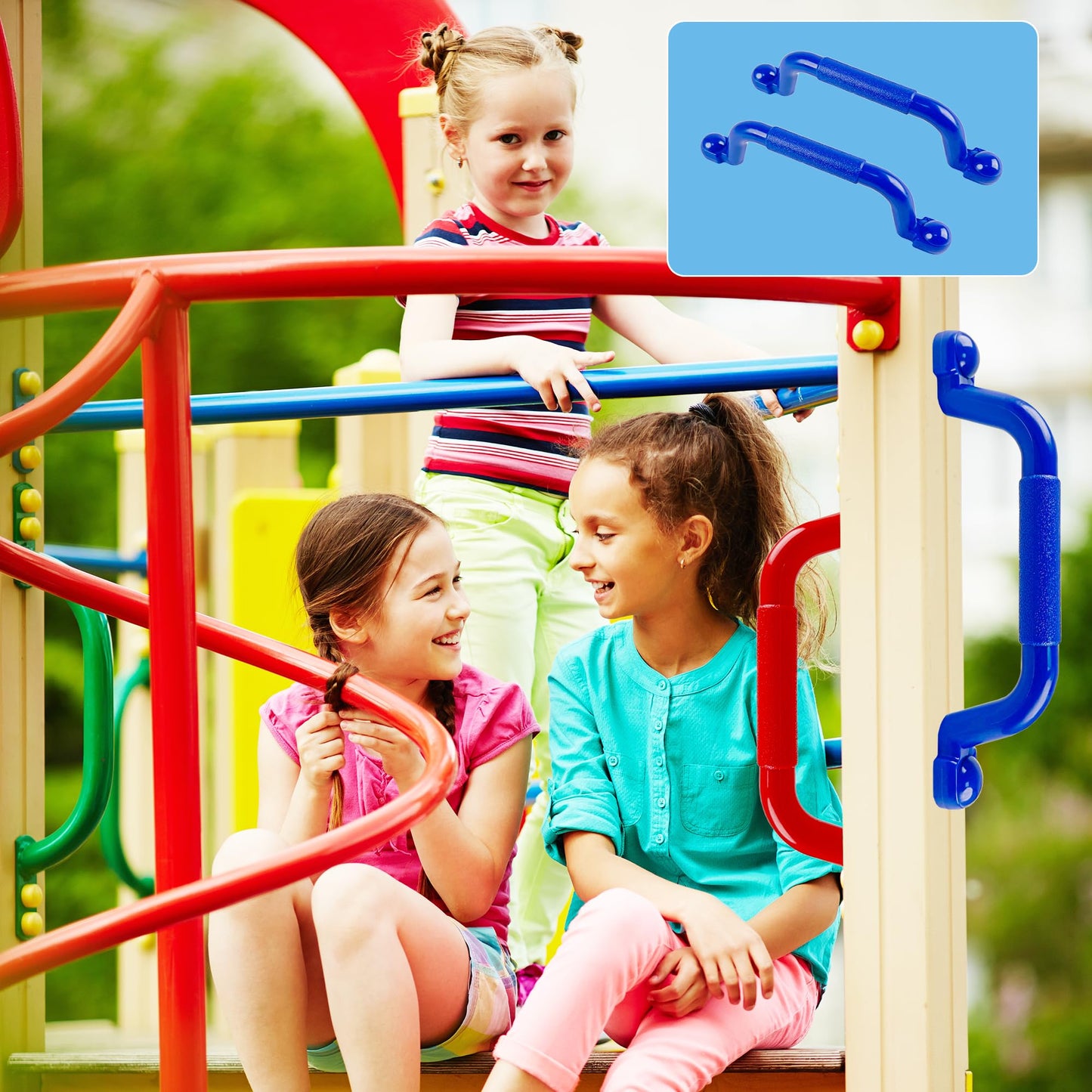 KINSPORY 10.6'' Climbing Handles, 4pc Playground Safety Handles Set, Kids Hand Grips for Swing Set, Climbing Frame, Play House, Climbing Frame - Blue