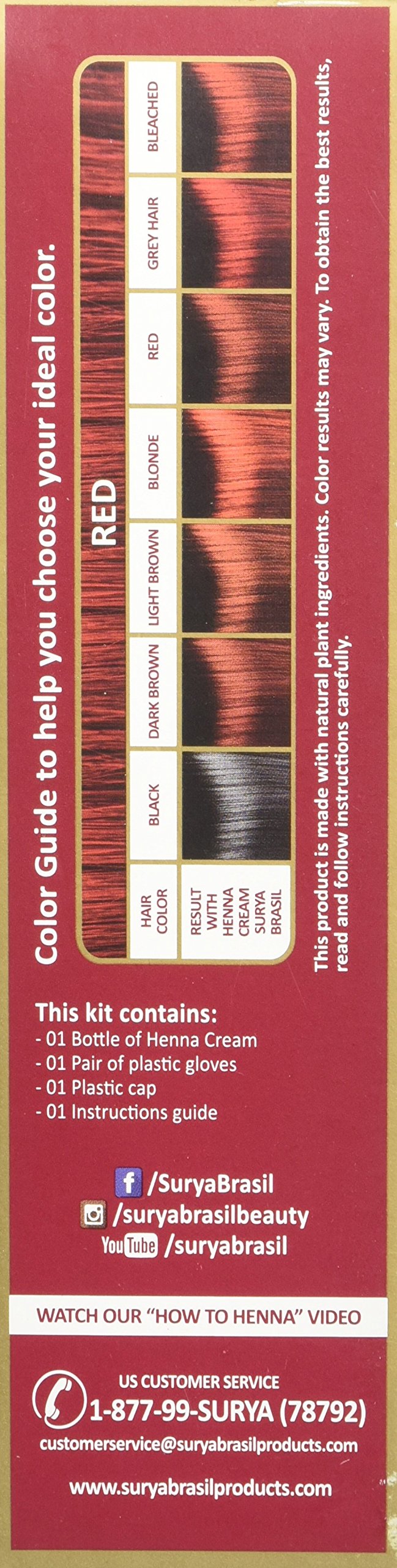 Surya Brasil Products Henna Cream, Red, 2.37 Fluid Ounce