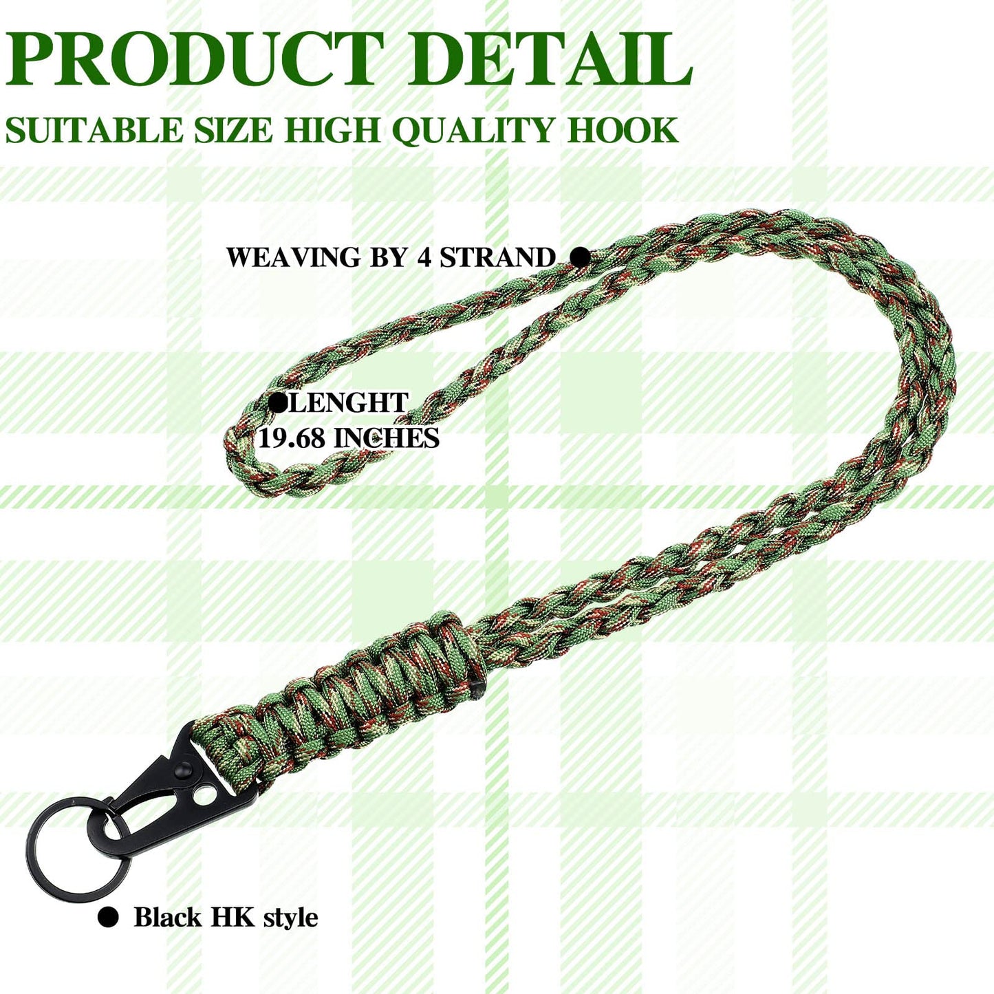 Frienda 2 Set Heavy Duty Paracord Lanyard Necklace Whistles Strap Braided 550 Keychain Lanyard for Outdoor Activities (Green, Brown)