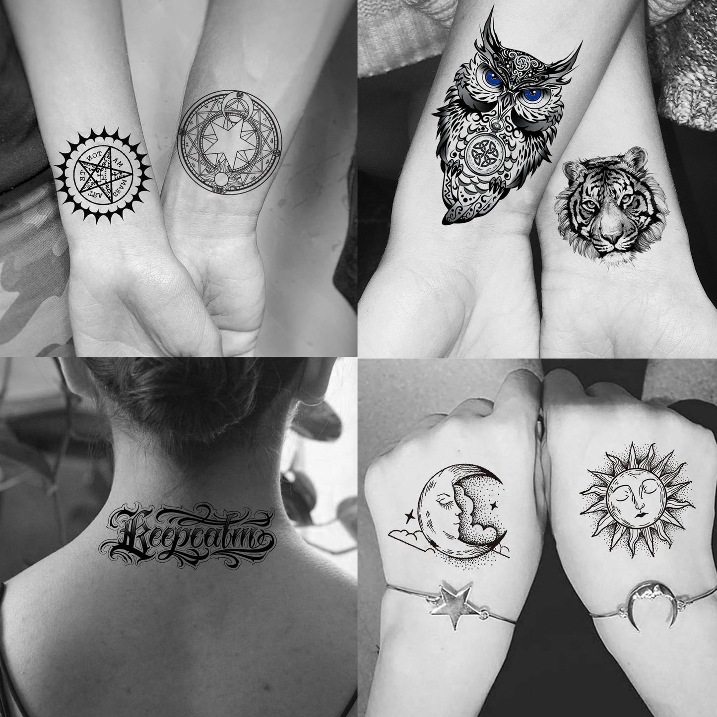 71 Sheets Small Cute Temporary Tattoos For Women Men Hands Neck Finger, Floral Space Moon Fake Long Lasting Tattoos Adults, Lavender Anchor Panda Halloween Snake Dragon Tiger Lion Animals Tattoos