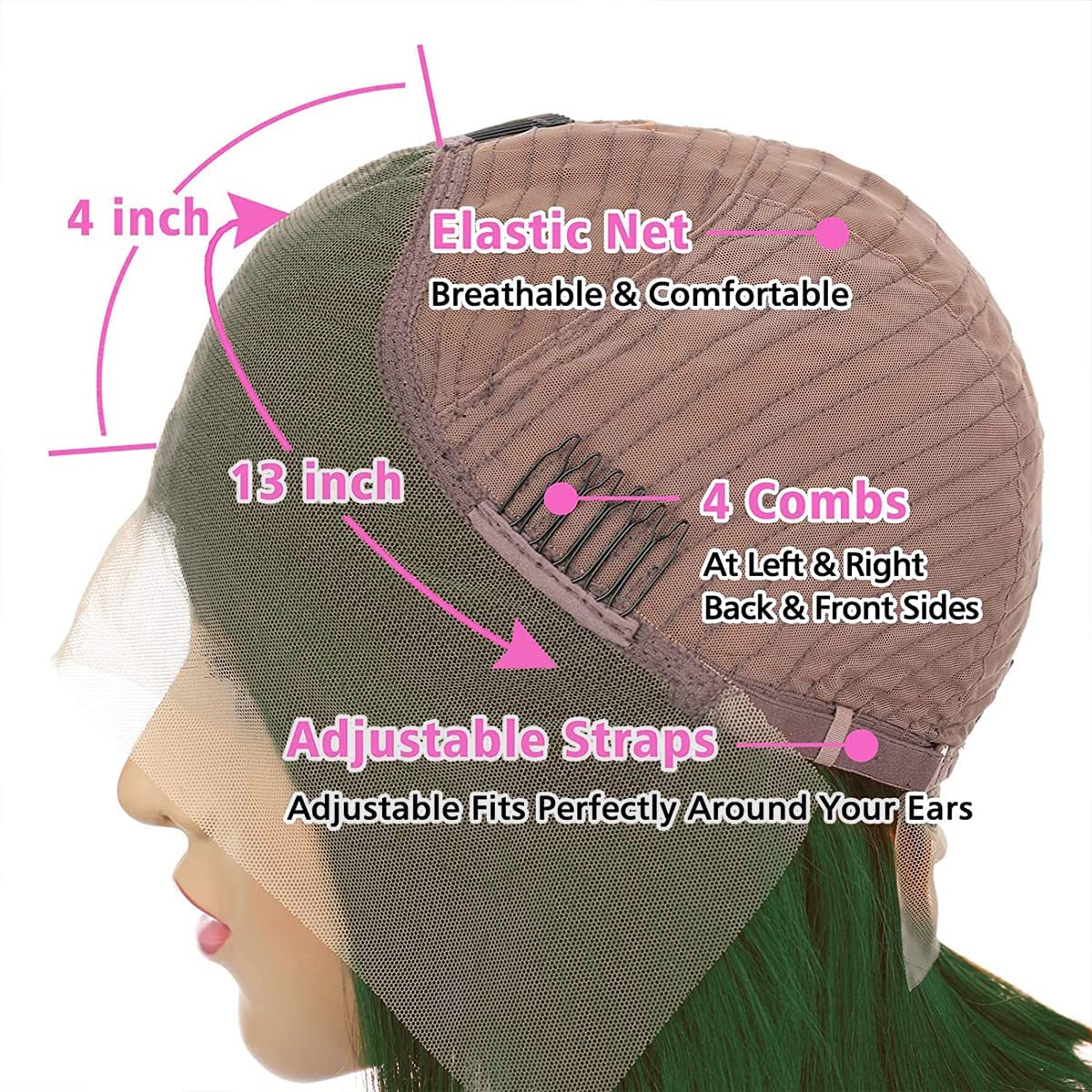 Colorful Bird 30 Inch Dark Green Lace Front Wigs Human Hair Body Wave 13x4 HD Lace Frontal Wig Pre Plucked with Baby Hair Green Lace Front Human Hair Wigs Glueless 150% Density